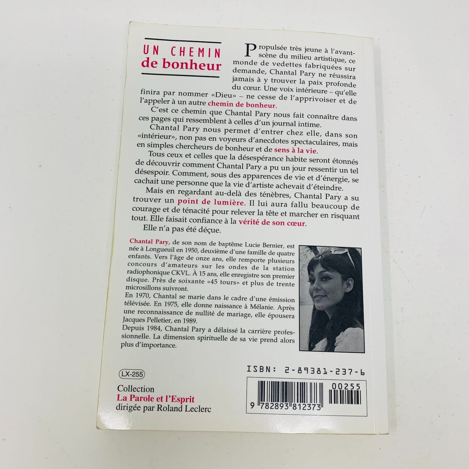 1994 Chantal Pary L'Histoire de ma Vie Livre Signé Éditions Logiques Biographie