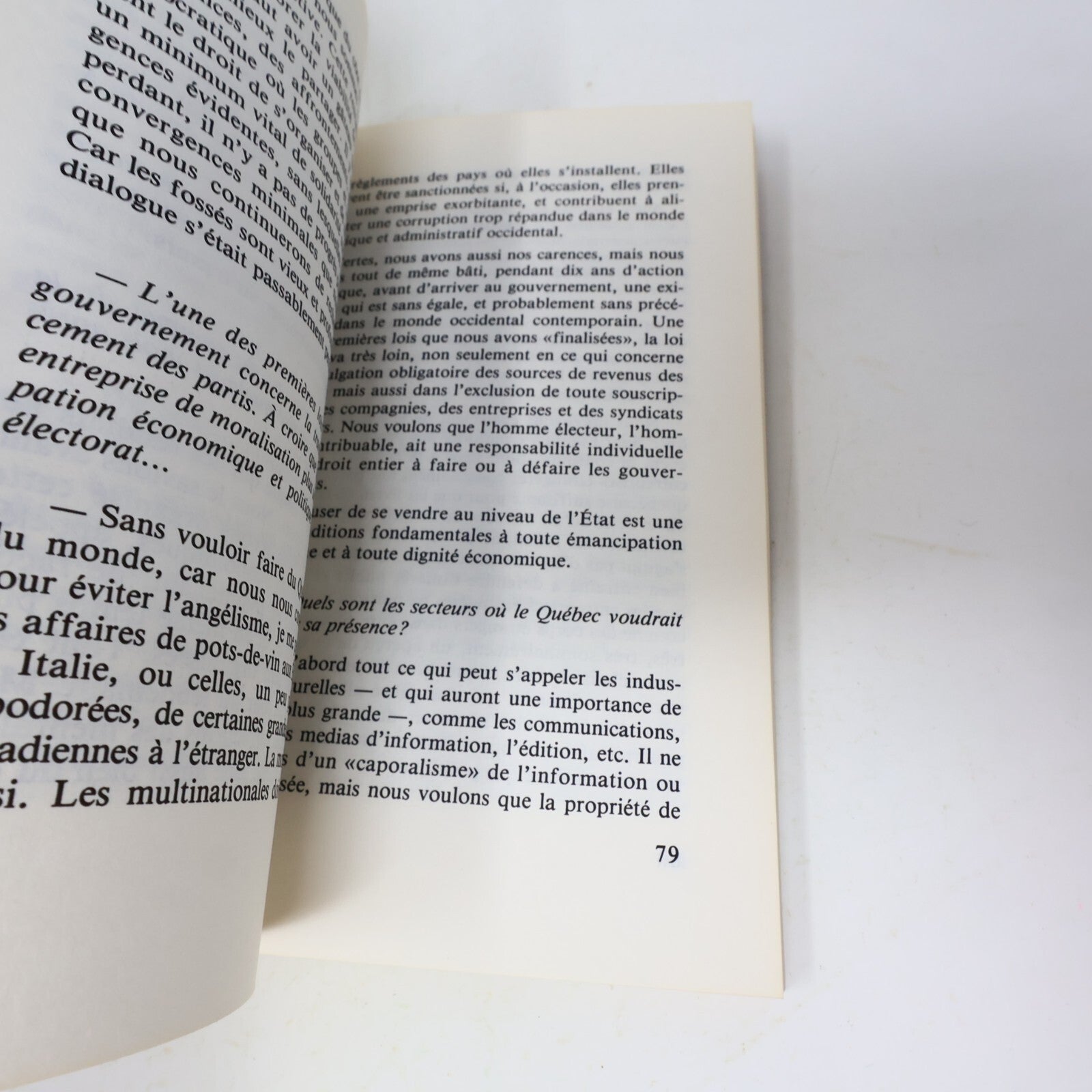 1978 La Passion du Québec René Lévesque Québec Amérique Politique Français Livre