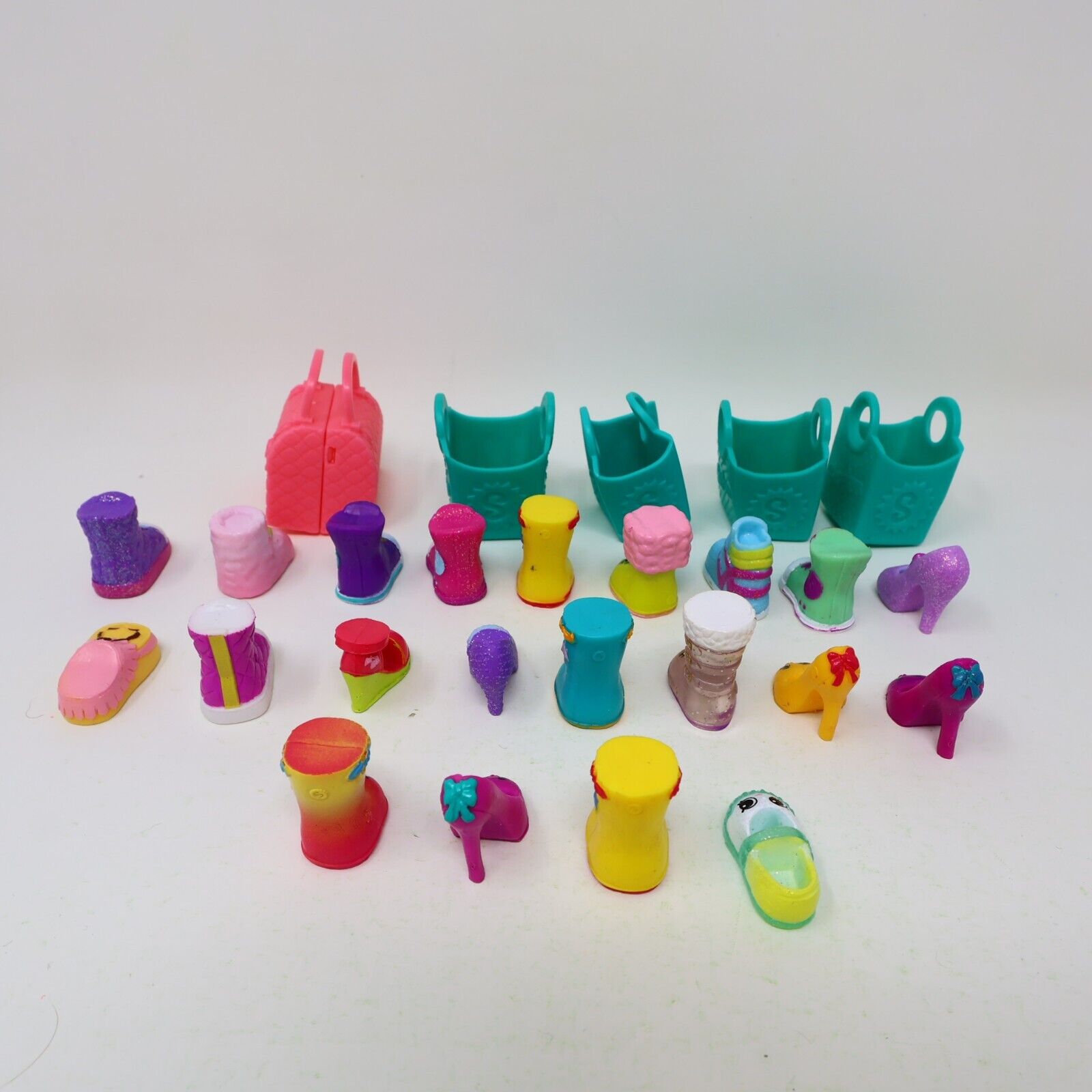 Lot of 21 Shopkins Figures Toys Mixed Boots Shoes High Heels Baskets Moose