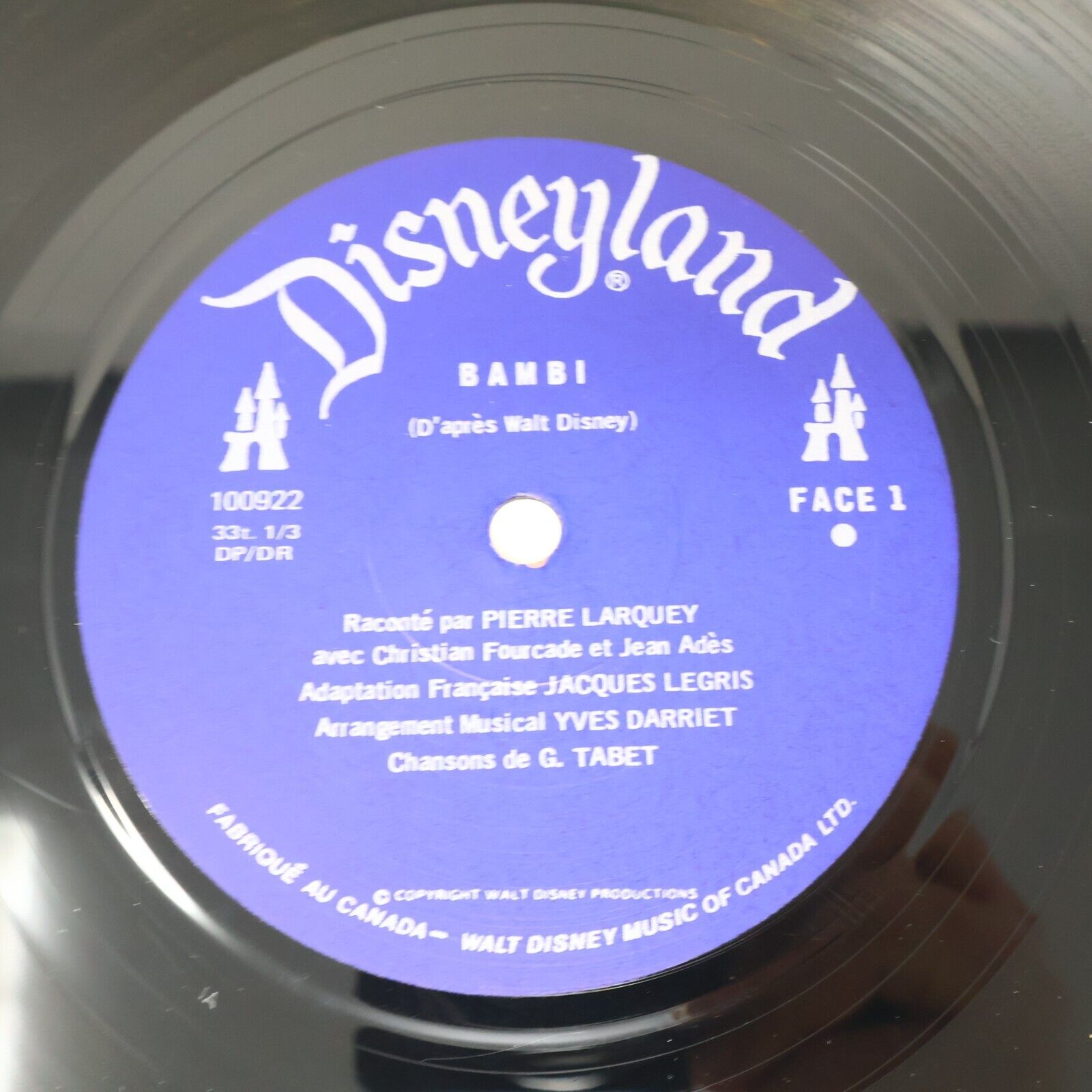Walt Disney Bambi Raconté par Pierre Larquey LP Disque DF-1009 Français French