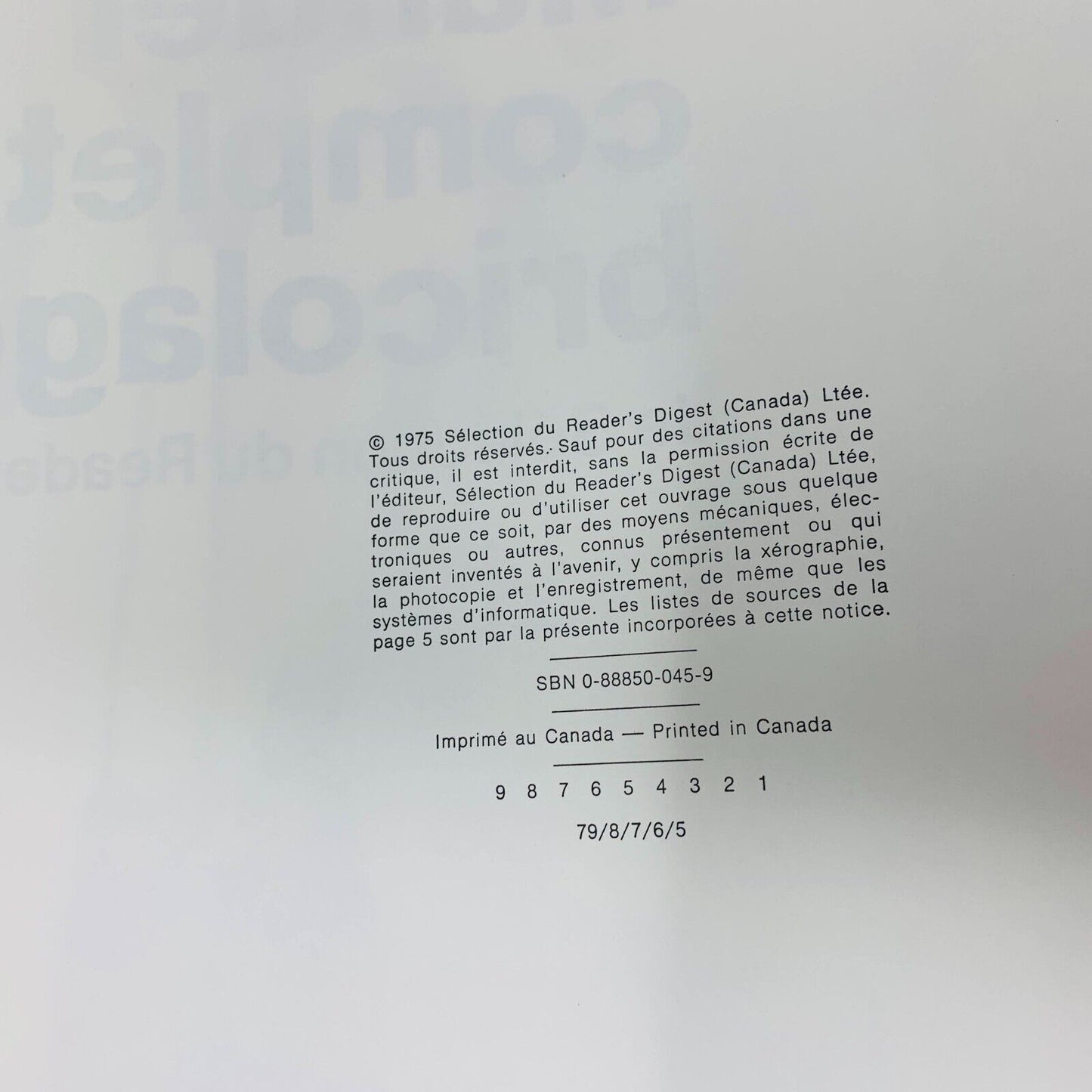 1975 Manuel Complet du Bricolage Sélection Reader's Digest Rénovations Français