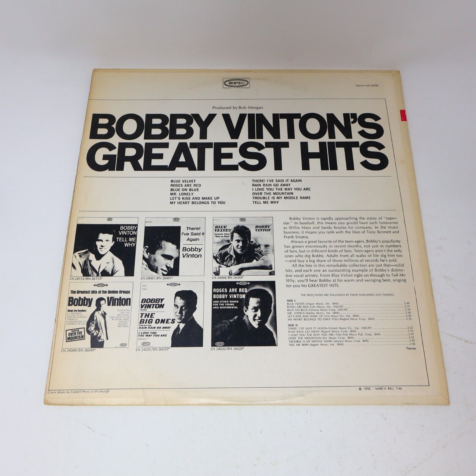 Bobby Vinton's Greatest Hits LP Record Vinyl 1964 Mono Epic LN 24098 Canada 60s