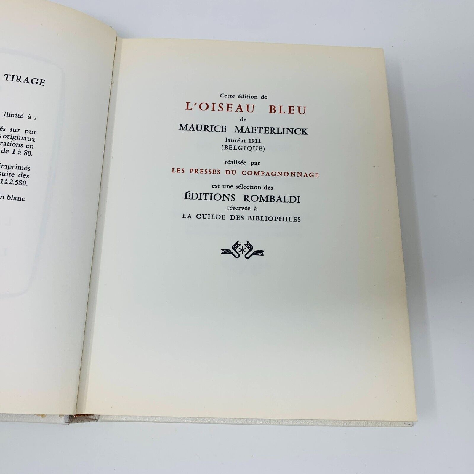 1961 L'Oiseau Bleu Rombaldi Nobel Littérature Maurice Maeterlinck Picasso Cover
