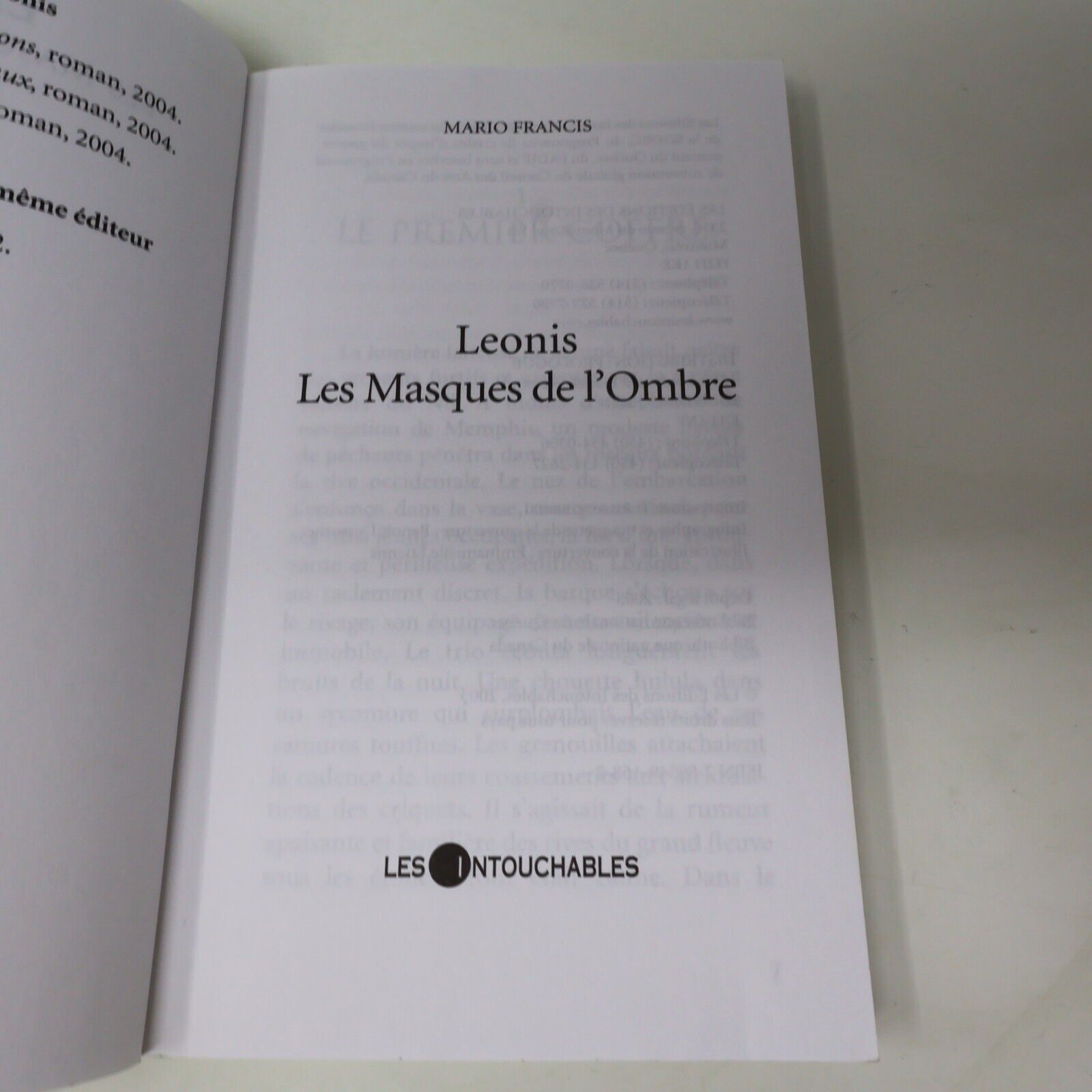2004 Leonis #4 Les Masques de l'Ombre de Mario Francis Les Intouchables Français