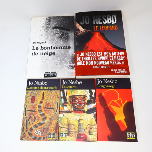 Jo Nesbø Lot 5 Livres Léopard/Rouge-Gorge/Cafards/Bonhomme de Neige Français PB