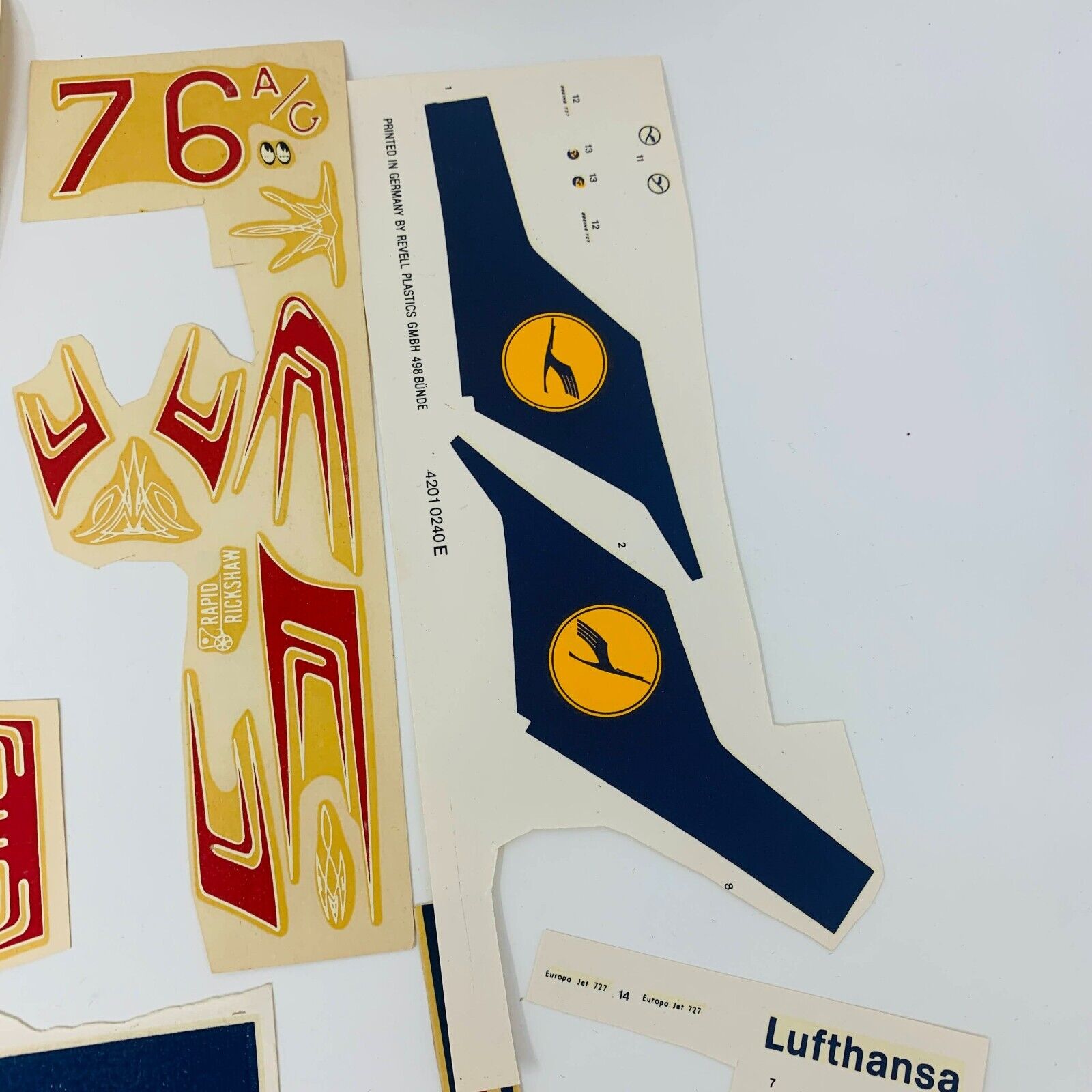 Mixed Lot of Die Cut Decal Sheets for AMT & Others Cars Planes 60-90s Model Kits