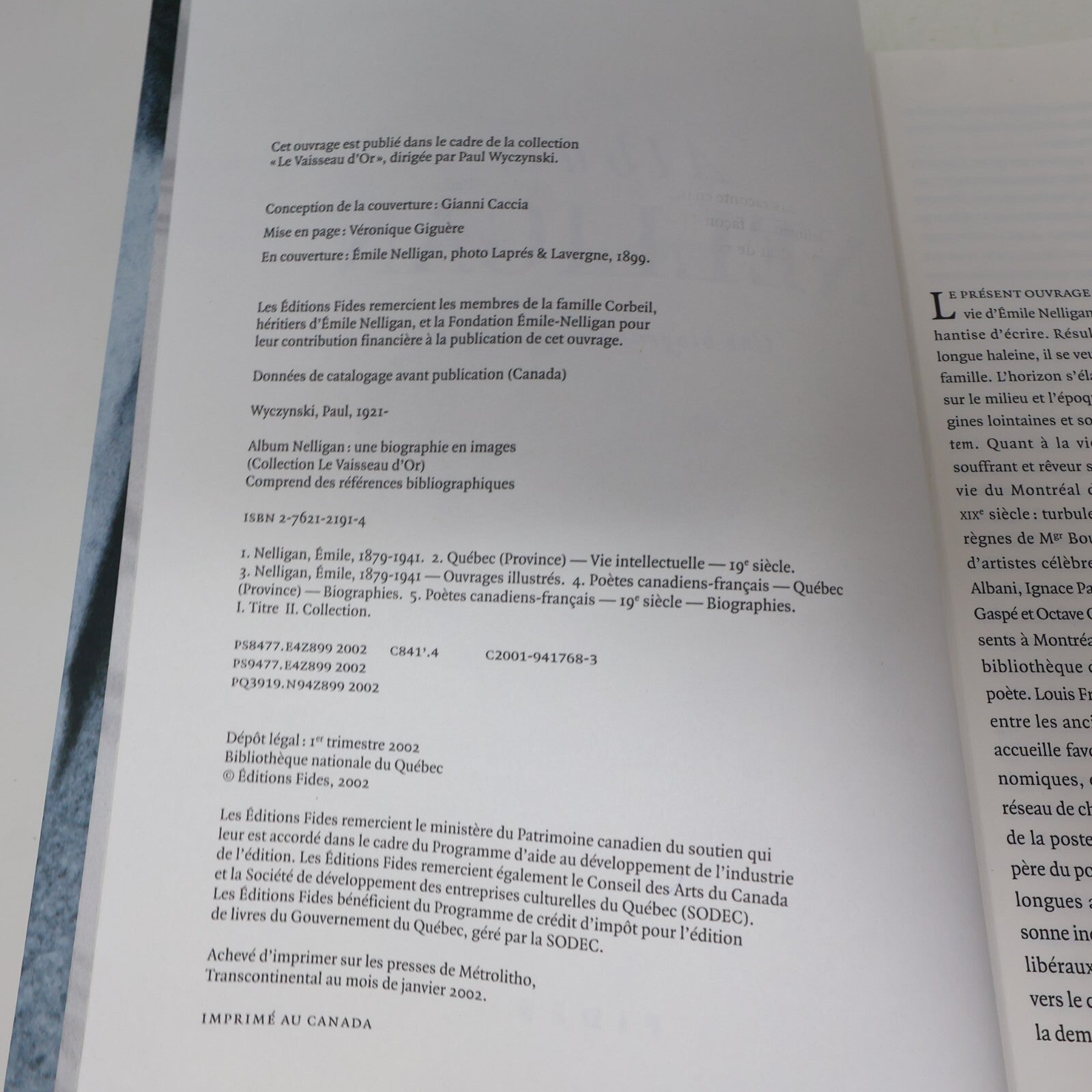 2002 Album Nelligan une Biographie en Images Paul Wyczynski Littérature Québec