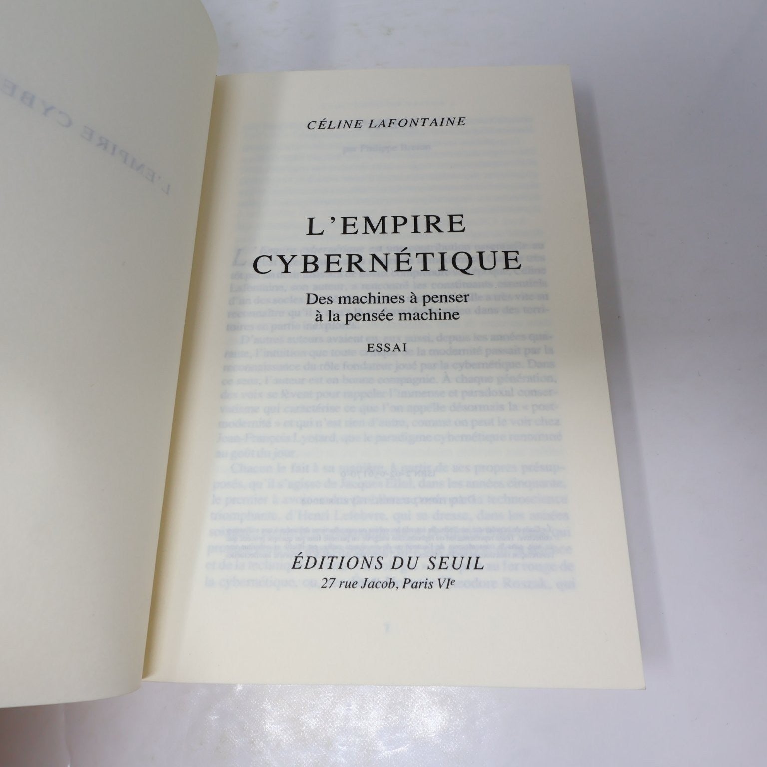 L'empire Cybernétique Céline Lafontaine 2004 Philosophie Pensée Machine Seuil