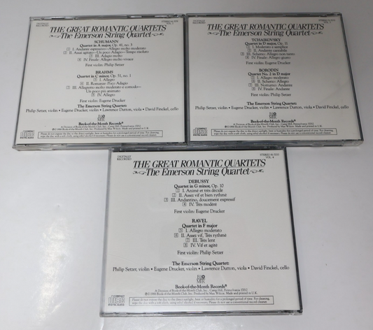 The Great Romantic Quartets #2-3-4 Book of The Month BMR 3 CD Lot Shumann/Brahms