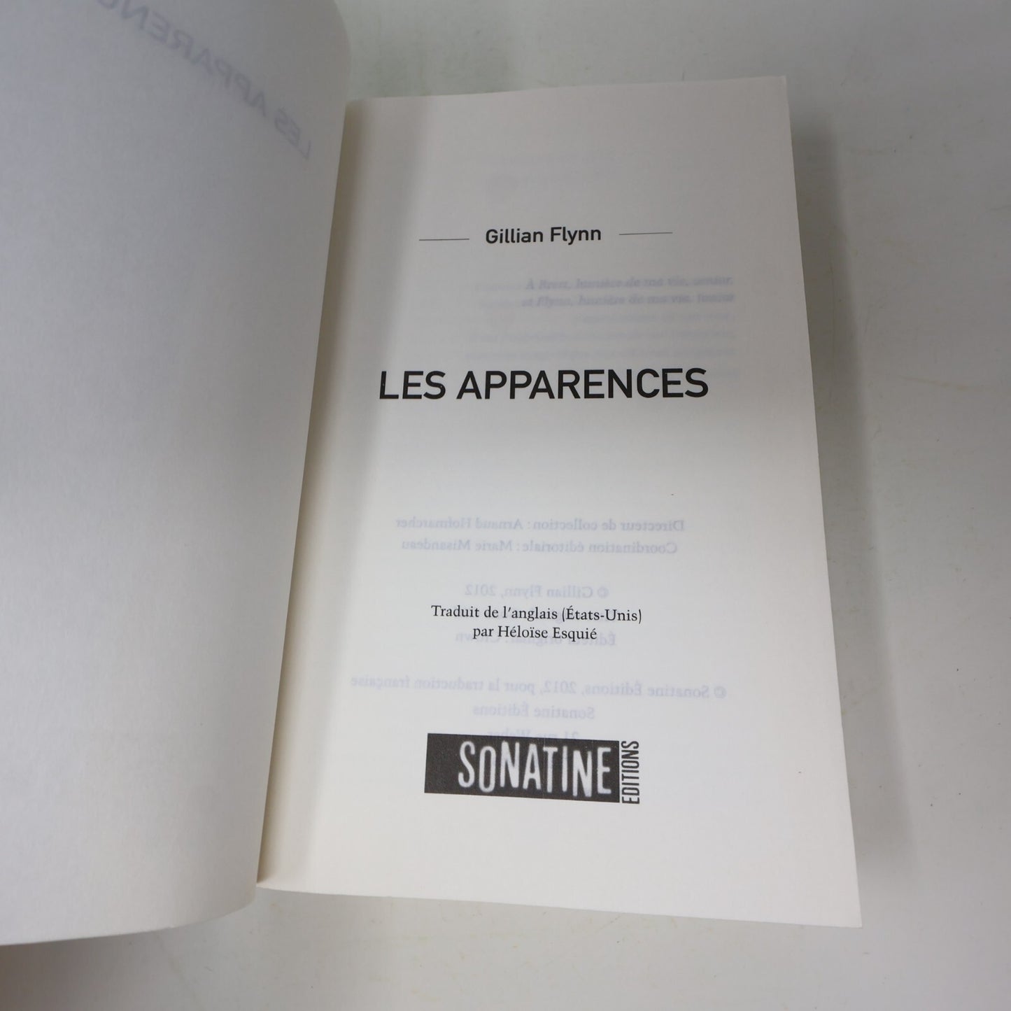 2012 Les Apparences Gillian Flynn Crime Mystère Thriller Sonatine Français Livre
