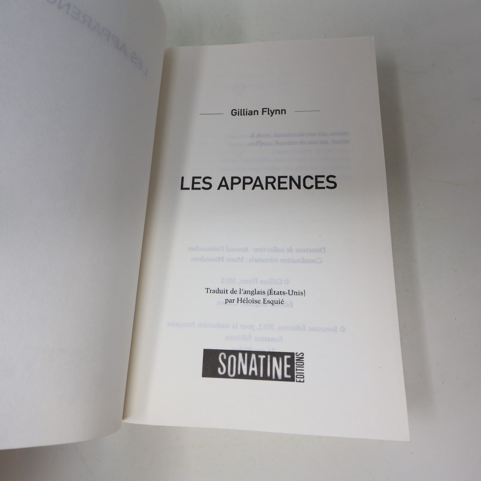 2012 Les Apparences Gillian Flynn Crime Mystère Thriller Sonatine Français Livre