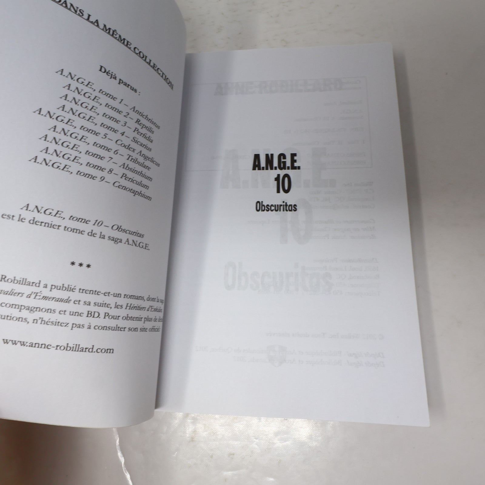 A.N.G.E. #1-10 Ange Série Complète Lot 10 Livres Anne Robillard Antichristus PB