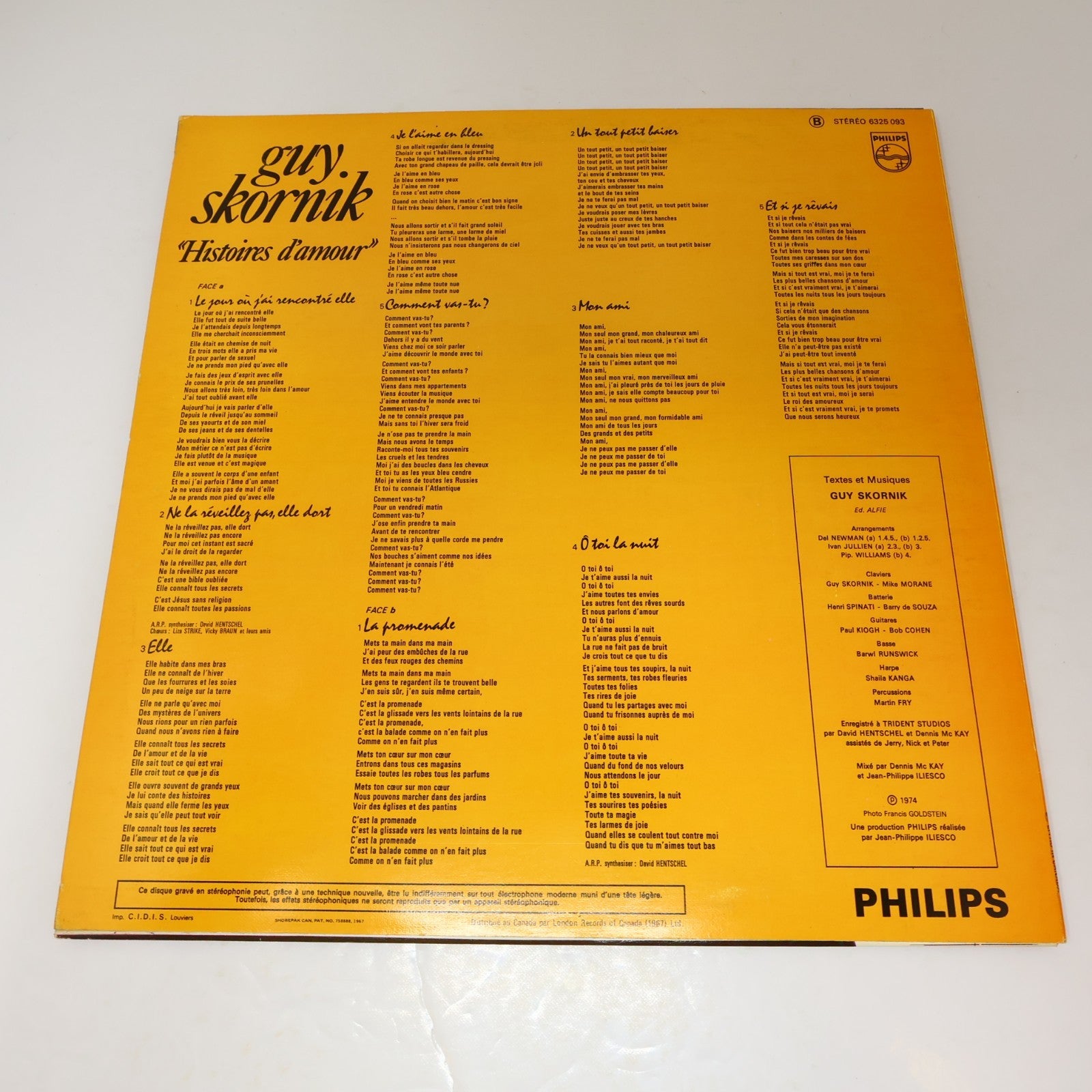 Guy Skornik Lot 2 Disques Histoires D'Amour/de Fous LP Record Philips 1973-1974