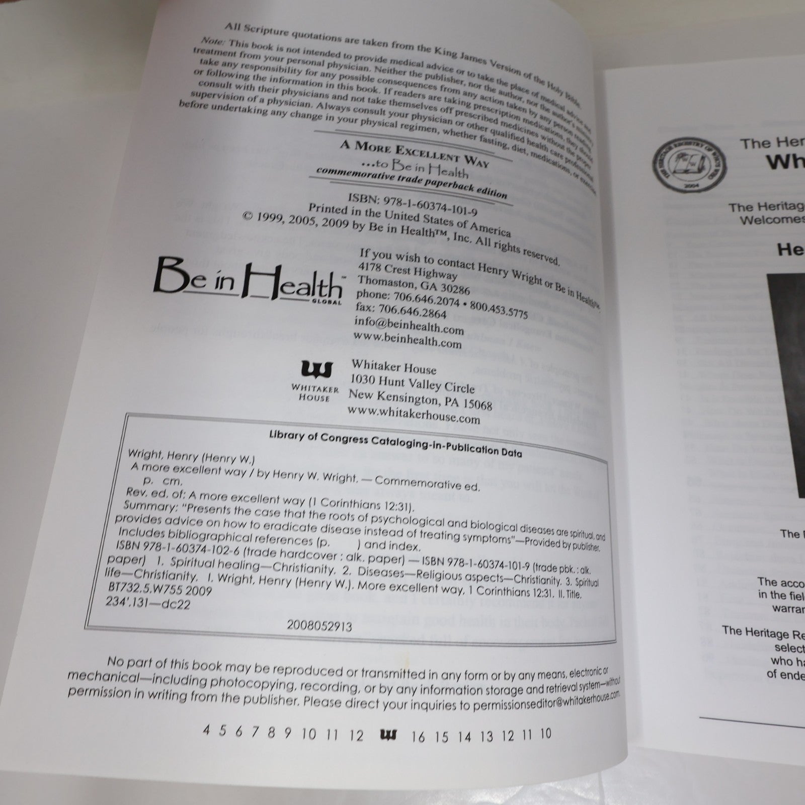A More Excellent Way to Be in Health Henry W. Wright Whitaker House 2009 NO DVD
