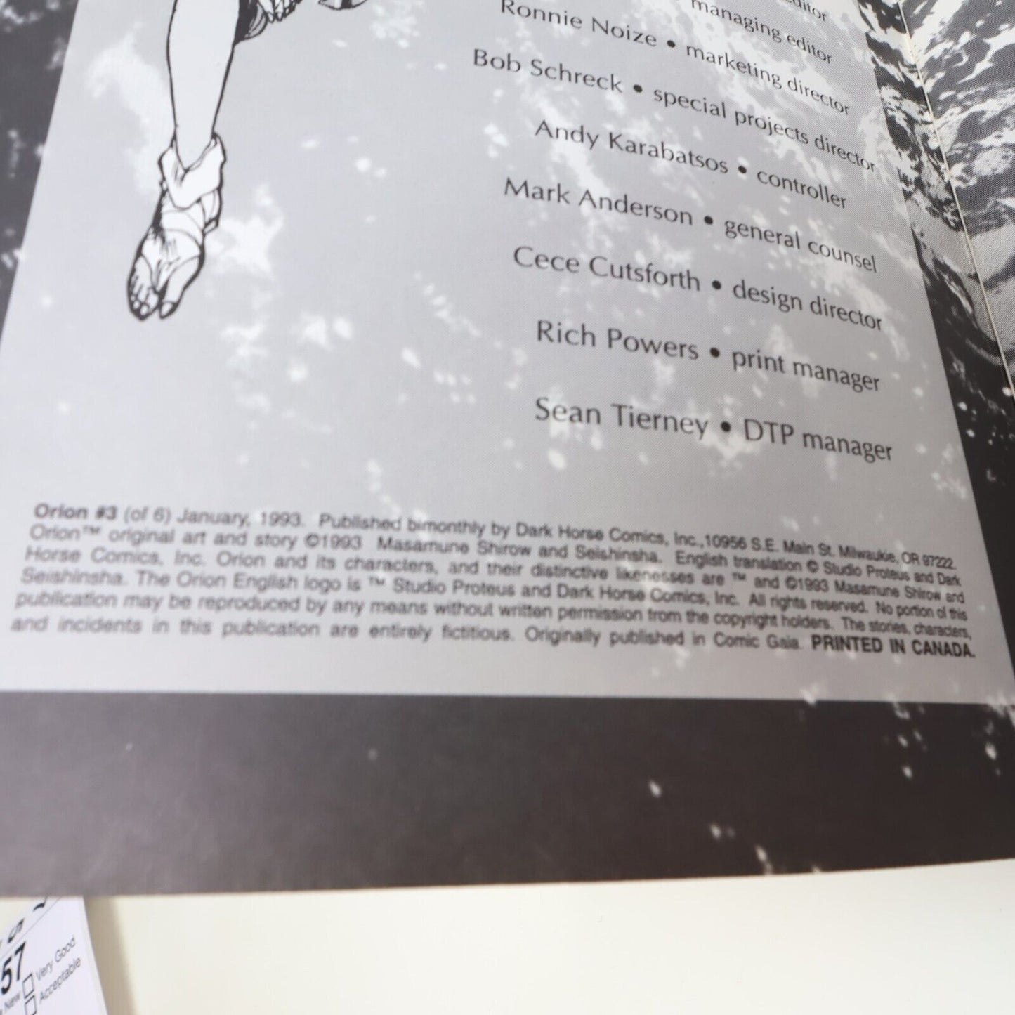 1993 Orion #3 Masamune Shirow Dark Horse Manga Comic 90s