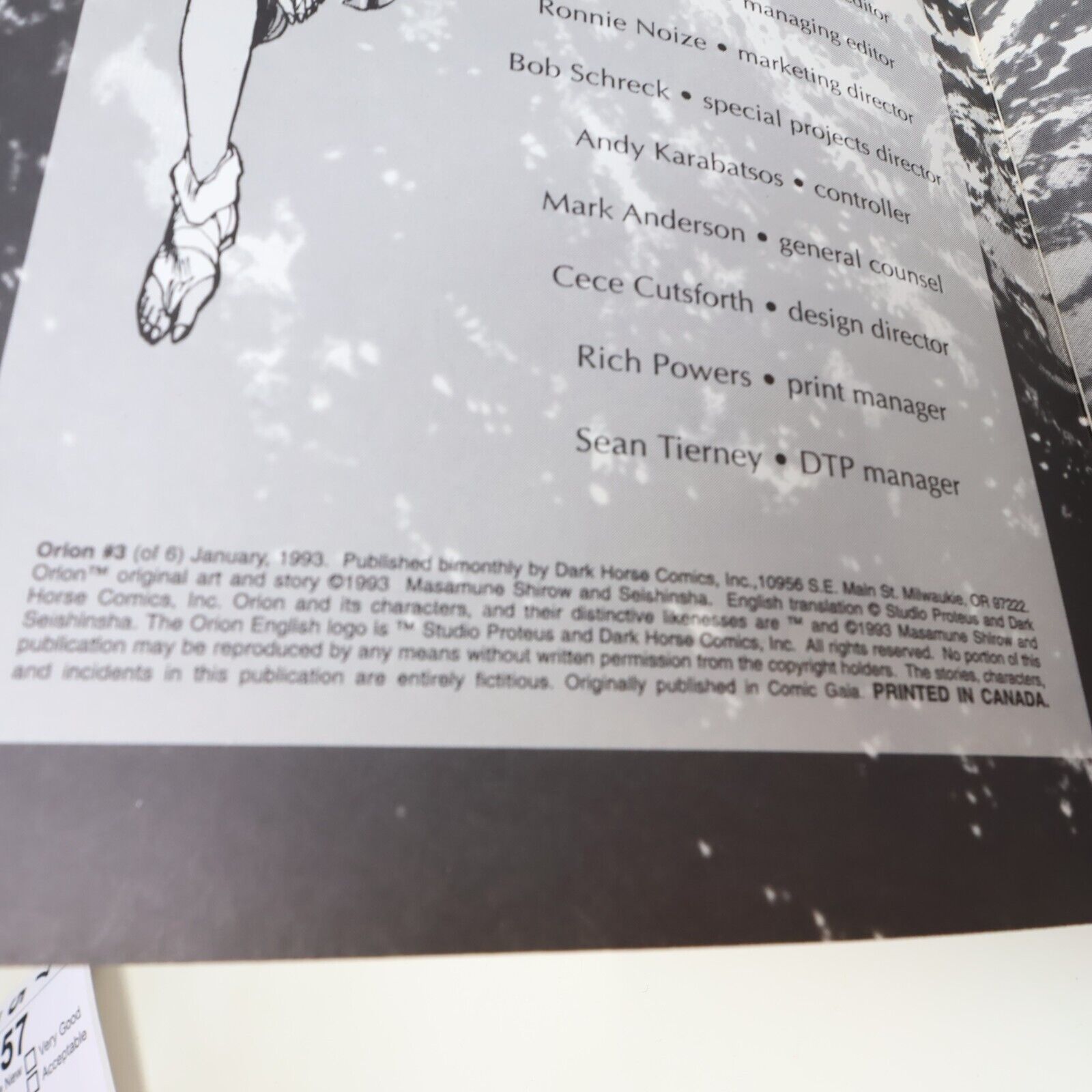 1993 Orion #3 Masamune Shirow Dark Horse Manga Comic 90s