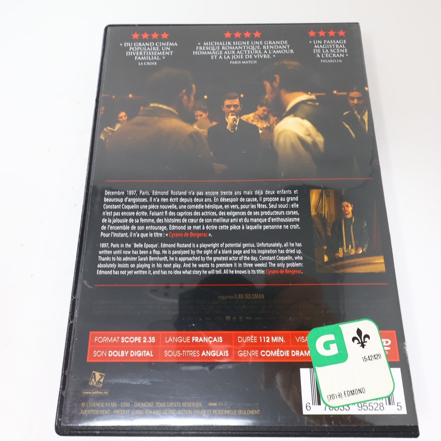 Edmond Rostand DVD Michalik NTSC Biographie Cyrano de Bergerac Français/French