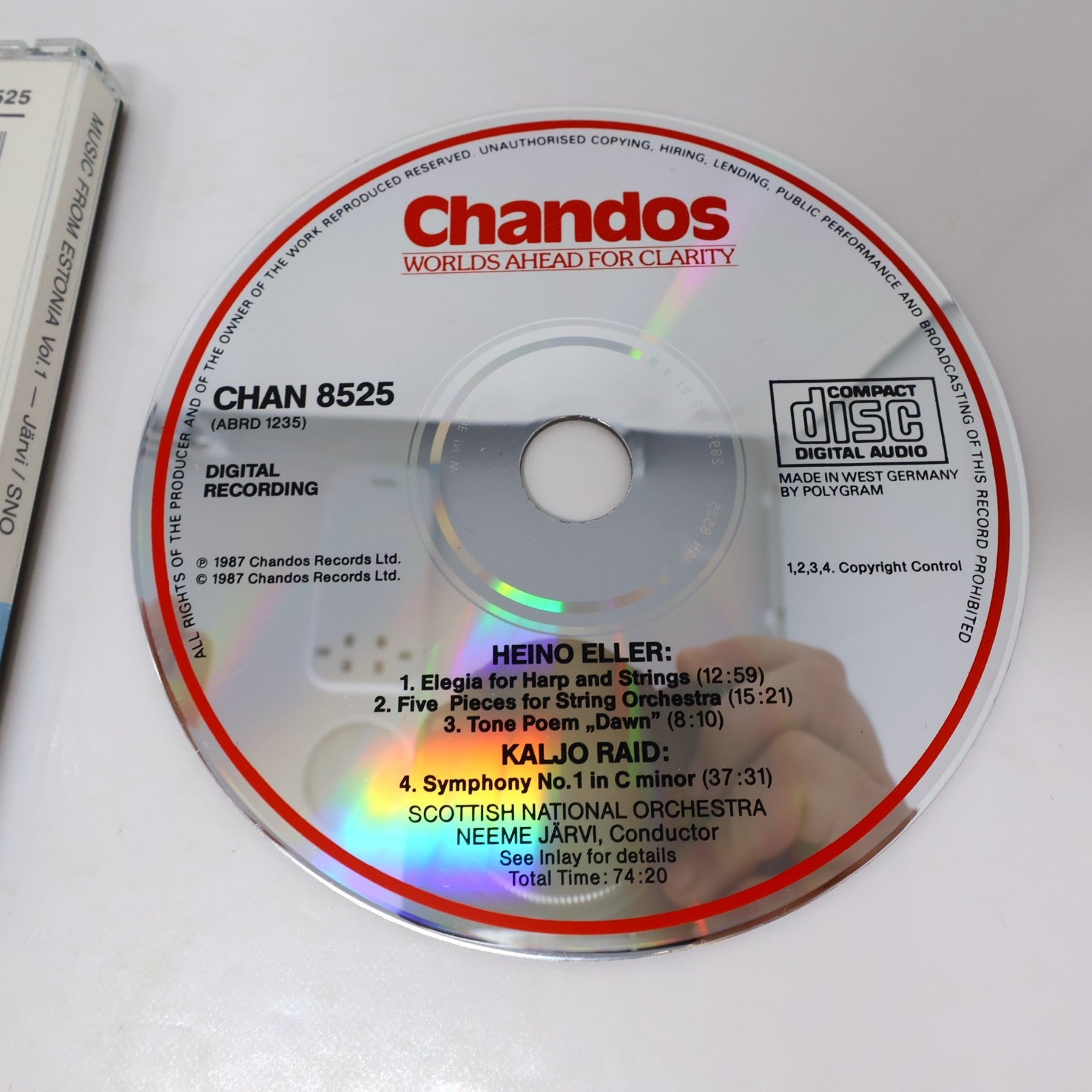 Neeme Järvi Music From Estonia Volume 1 CD Chandos Heino Eller/Kaljo Raid