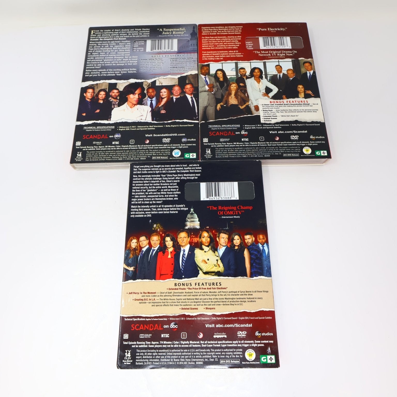 Scandal DVD Seasons #1-2-3 2012-2014 Kerry Washington Tested Region 1 NTSC ABC