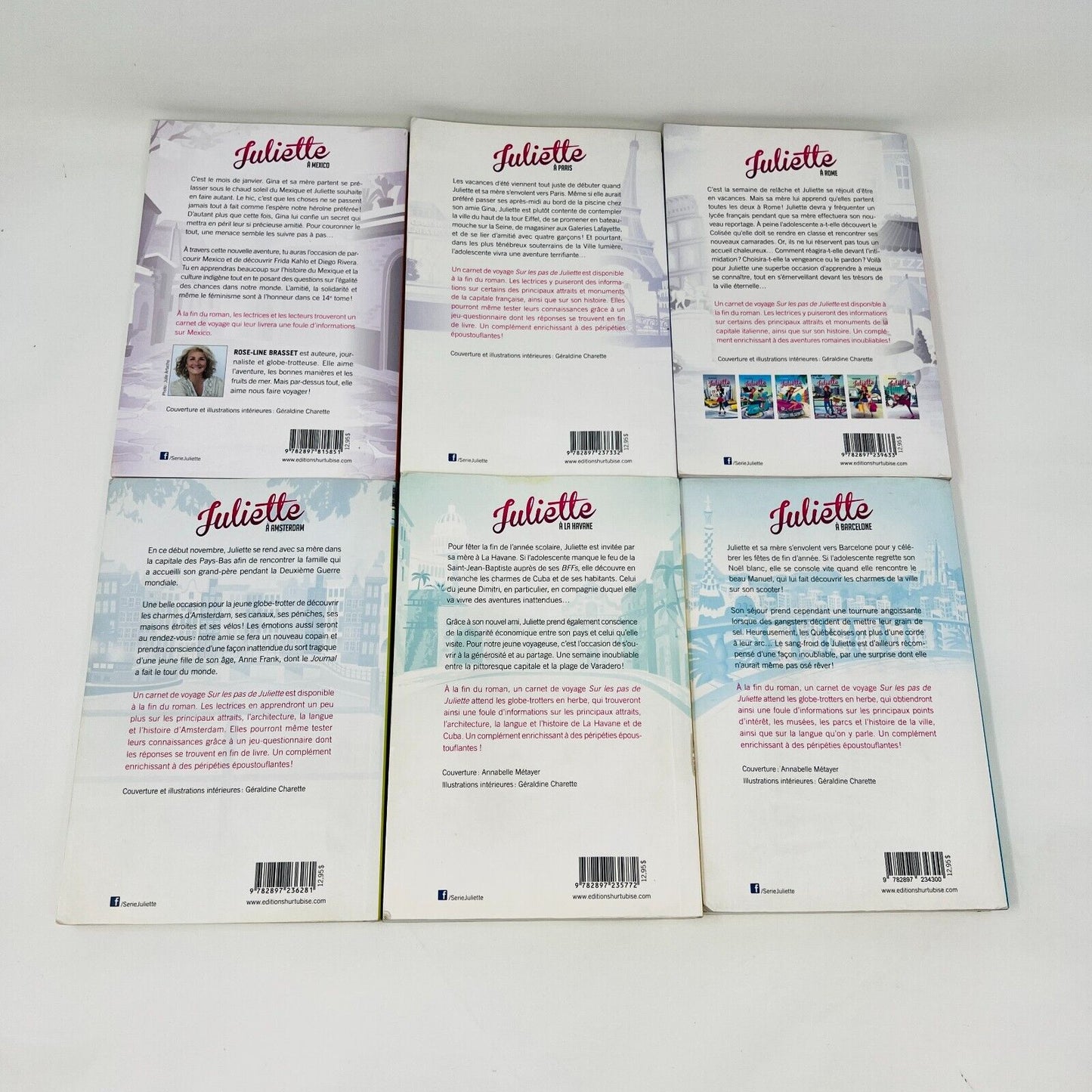 6x Juliette à Barcelone/Mexico/Rome/Paris Rose-Line Brasset Lot Livres Hurtubise