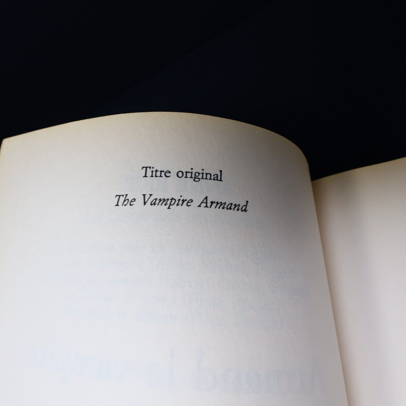 2001 Armand le Vampire de Anne Rice Vampires Plon Français Livre Paperback PB