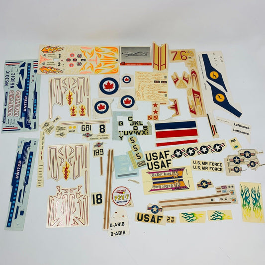 Mixed Lot of Die Cut Decal Sheets for AMT & Others Cars Planes 60-90s Model Kits