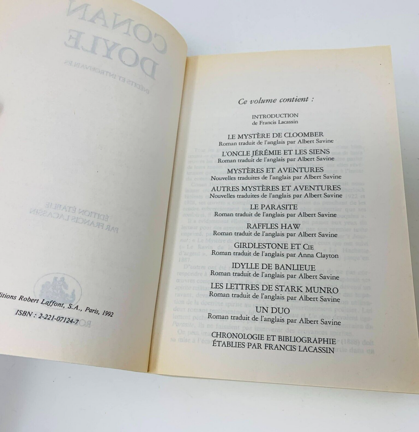 1992 Conan Doyle Inédits et Introuvables Robert Laffont Bouquins Livre Omnibus