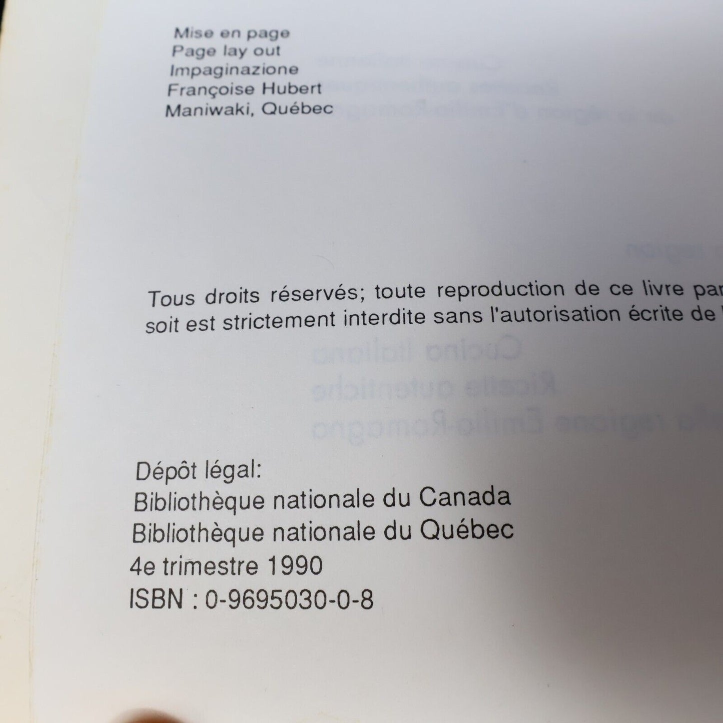 1990 Mamma Wanda Cuisine Italienne Recettes Authentiques de Wanda Calcagni Livre