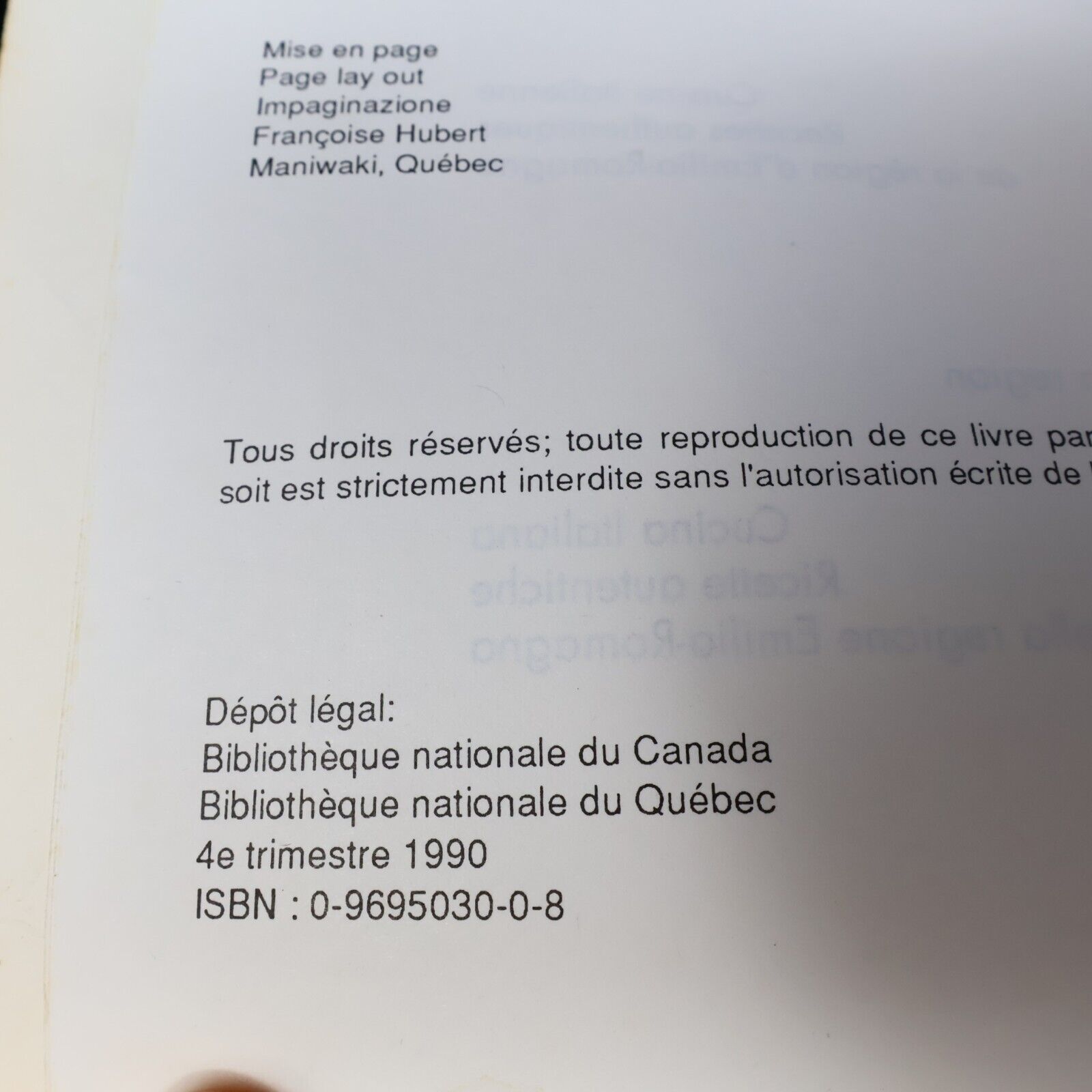 1990 Mamma Wanda Cuisine Italienne Recettes Authentiques de Wanda Calcagni Livre