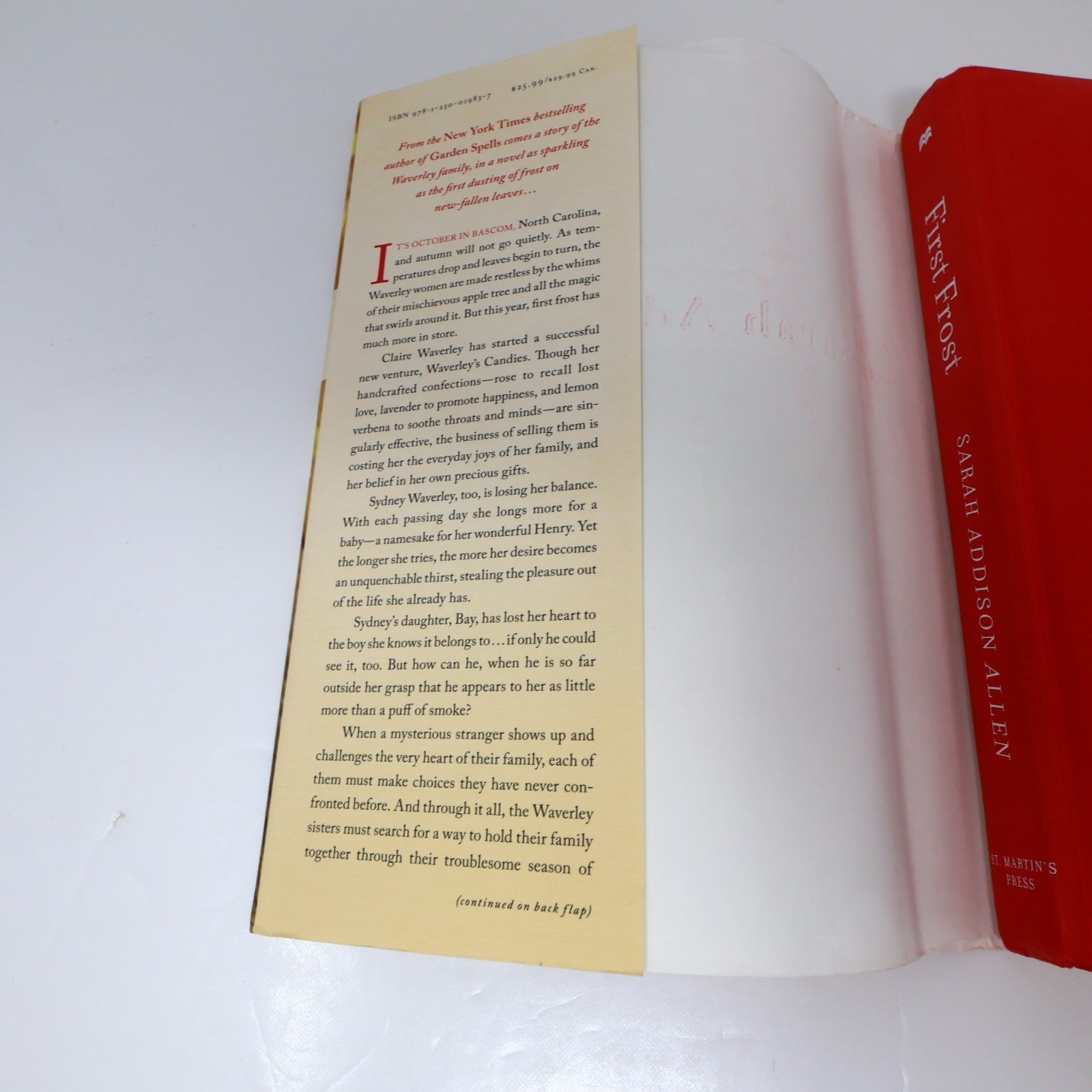 First Frost a Novel Sarah Addison Allen St. Martin's 2015 HC DJ Fantasy Romance