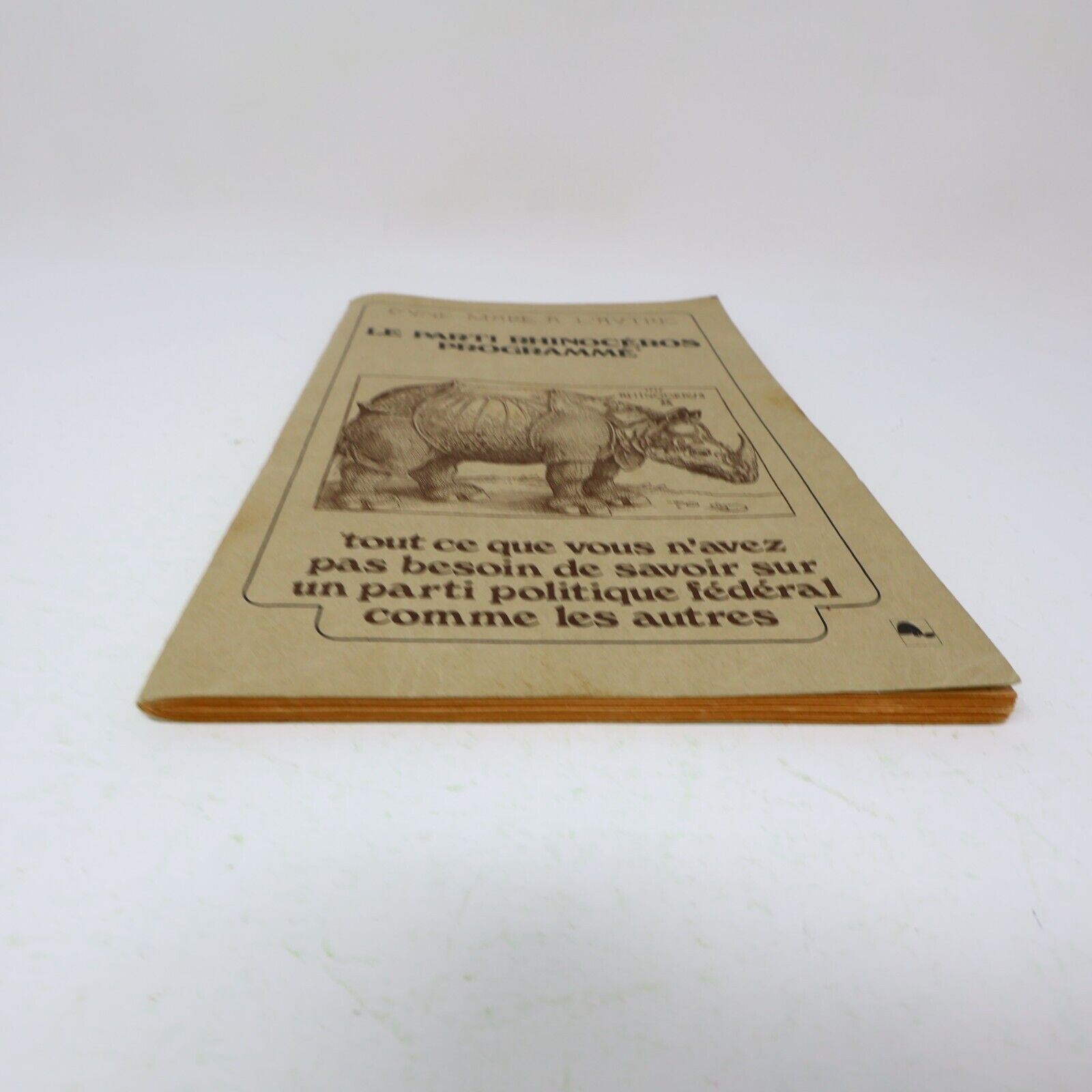 1974 Le Parti Rhinocéros Programmé Victor-Lévy Beaulieu Satire Politique Québec