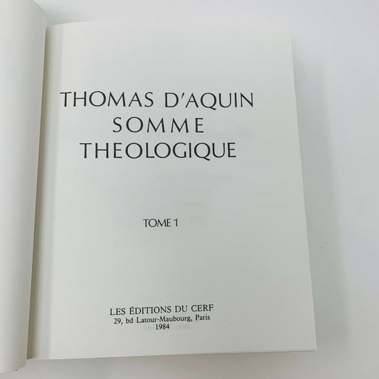 1984 Thomas d'Aquin Somme Théologique Tome 1 Cerf Français French Livre Religion