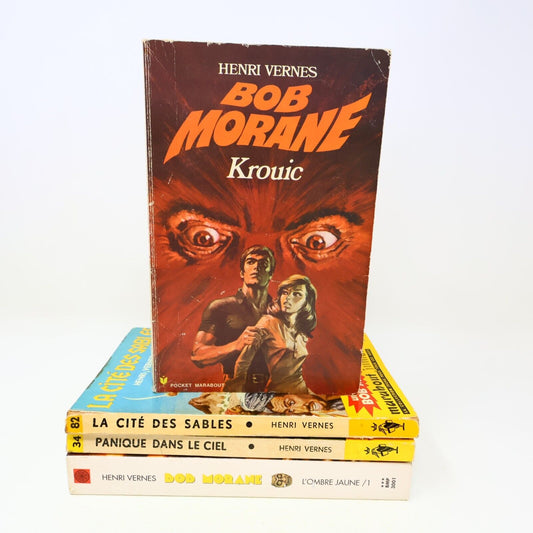 Lot 4 Livres Bob Morane Henri Vernes Marabout/Ananké Ombre Jaune Krouic French
