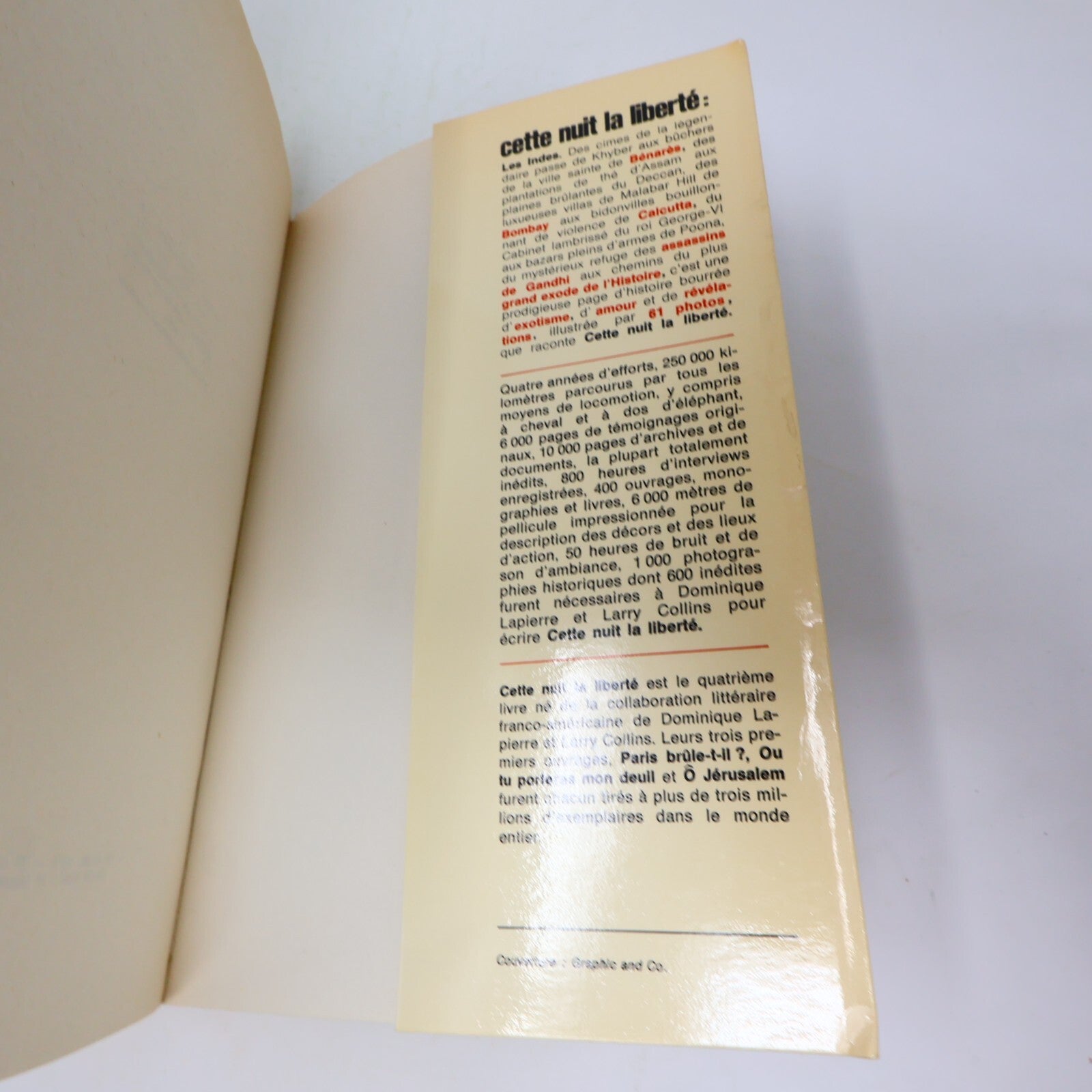 Dominique Lapierre/Larry Collins Lot 2 Livres Ô Jérusalem/Cette Nuit la Liberté