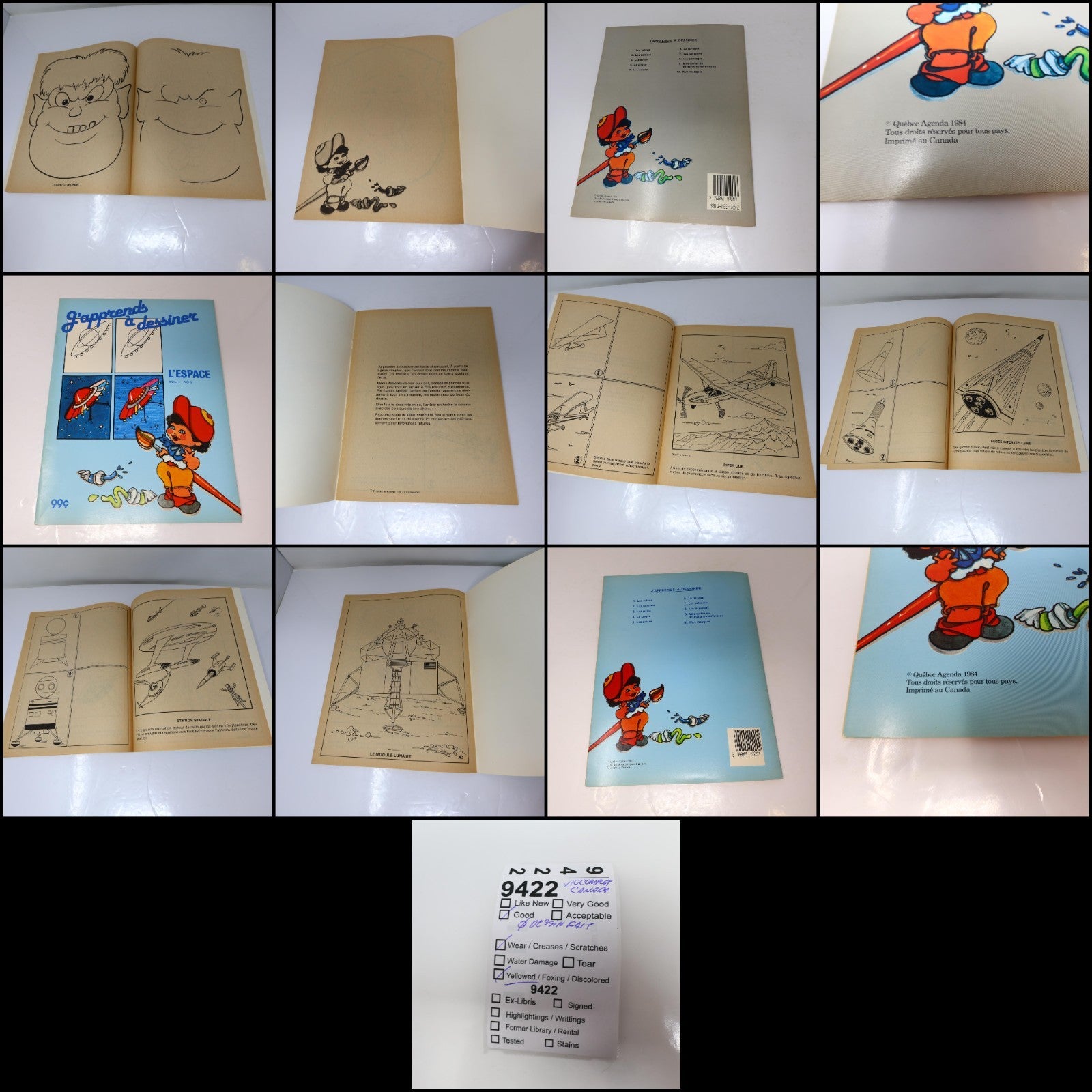 J'Apprends à Dessiner #1-10 Lot 10 Livres à Colorier Québec Agenda Complète 1984