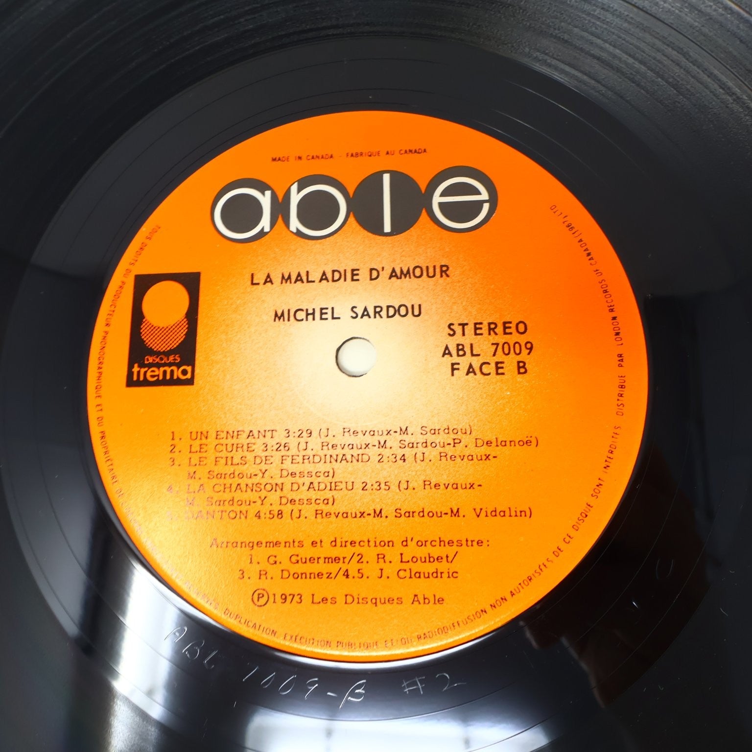 Michel Sardou La Maladie D'Amour LP Record 1973 Disques Able French Pop ABL-7009