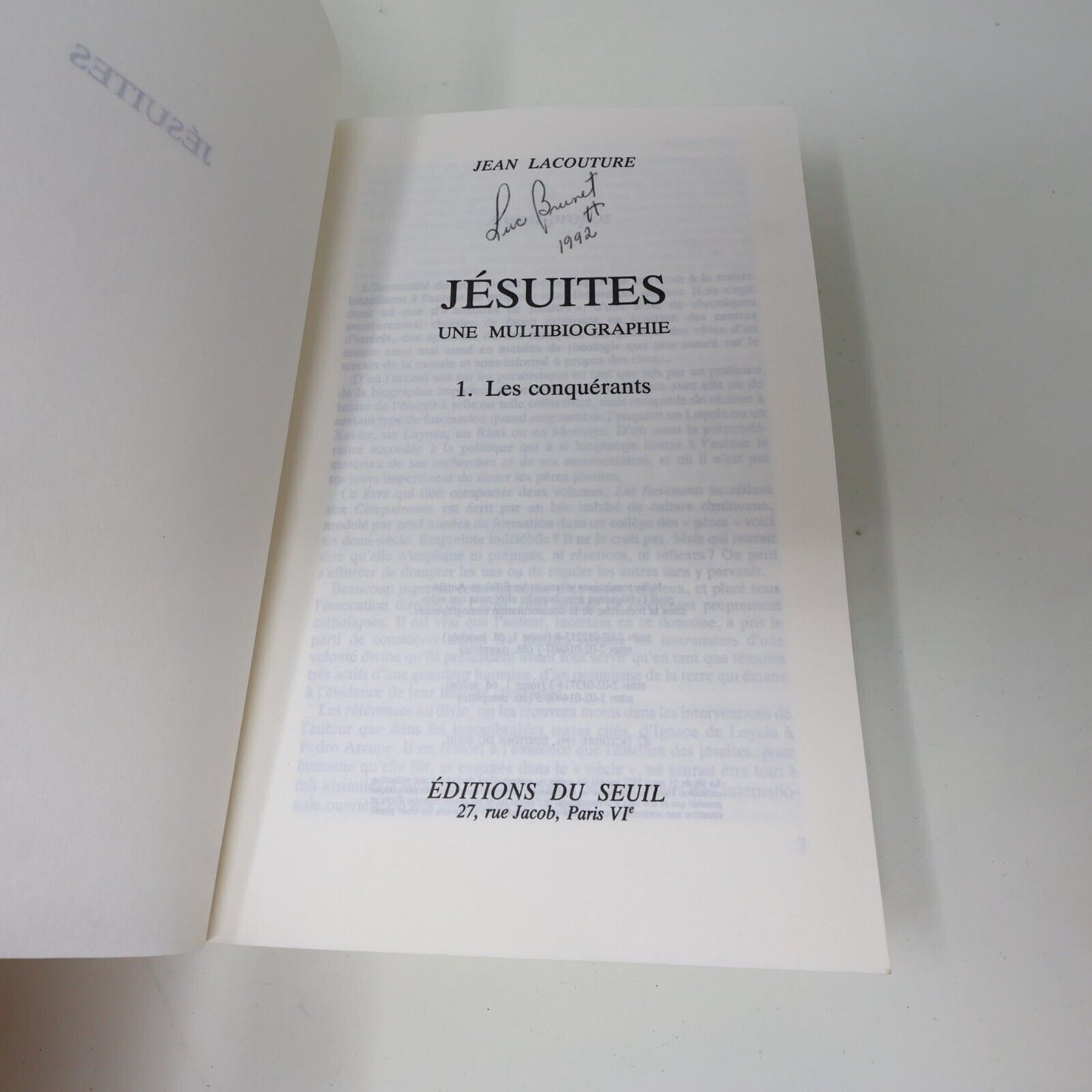 Jésuites #1-2 Spiritualité Religion Histoire Lot 2 Livres Jean Lacouture French