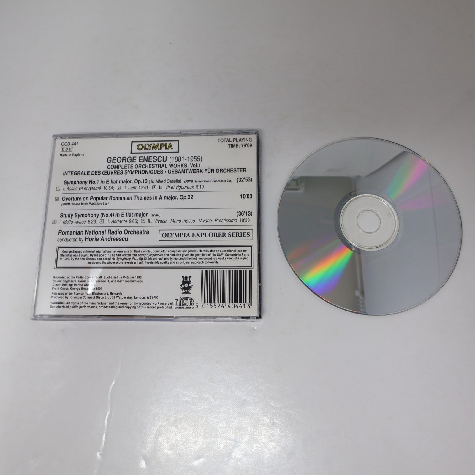 George Enescu CD Complete Orchestral Works 1 Horia Andreescu Symphony 1/Romanian