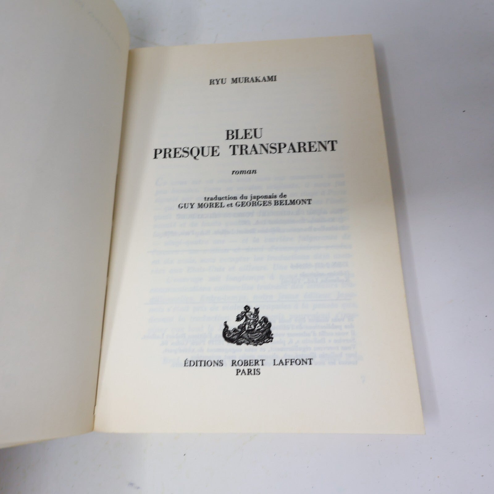 1978 Bleu Presque Transparent Ryū Murakami Robert Laffont Littérature Japonaise