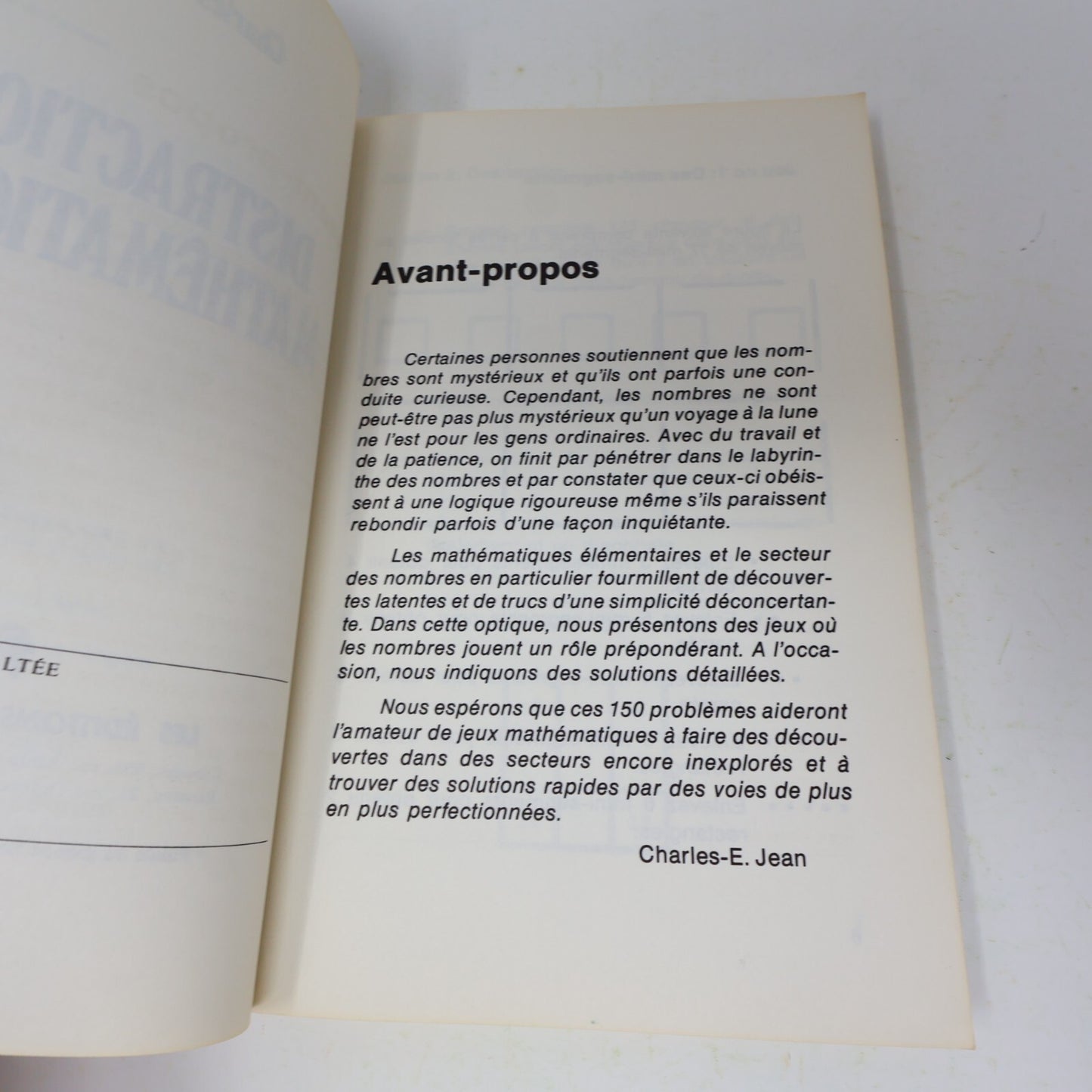 1977 Distractions Mathématiques Charles-E. Jean De L'homme Jeux Loisirs Français