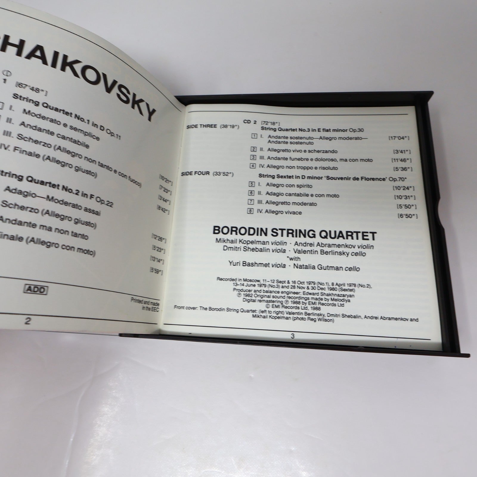 Tchaikovsky Borodin String Quartets 1-3 Souvenir de Florence/Streichquartette CD