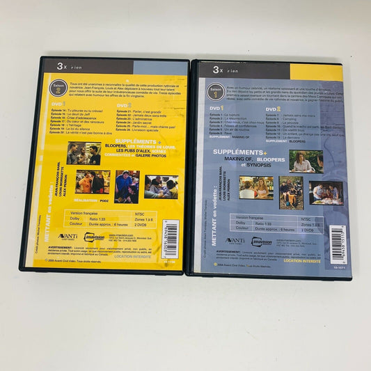 3 x Rien Saisons 1-2 Lot DVD Testés Série TV Télé Louis Morissette Alex Perron