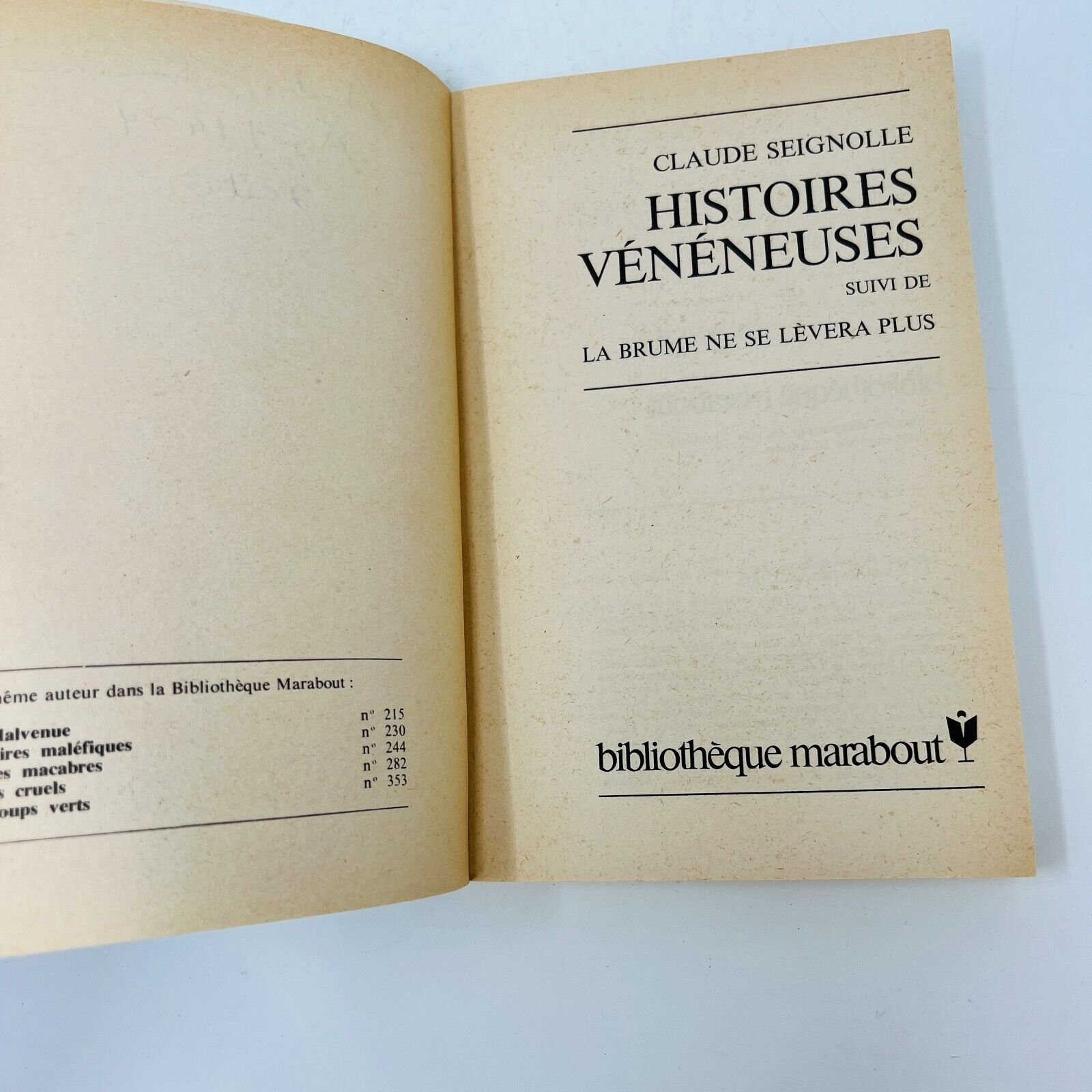 Histoires Vénéneuses/Contes Sorciers de Claude Seignolle Marabout Lot Livres 70s