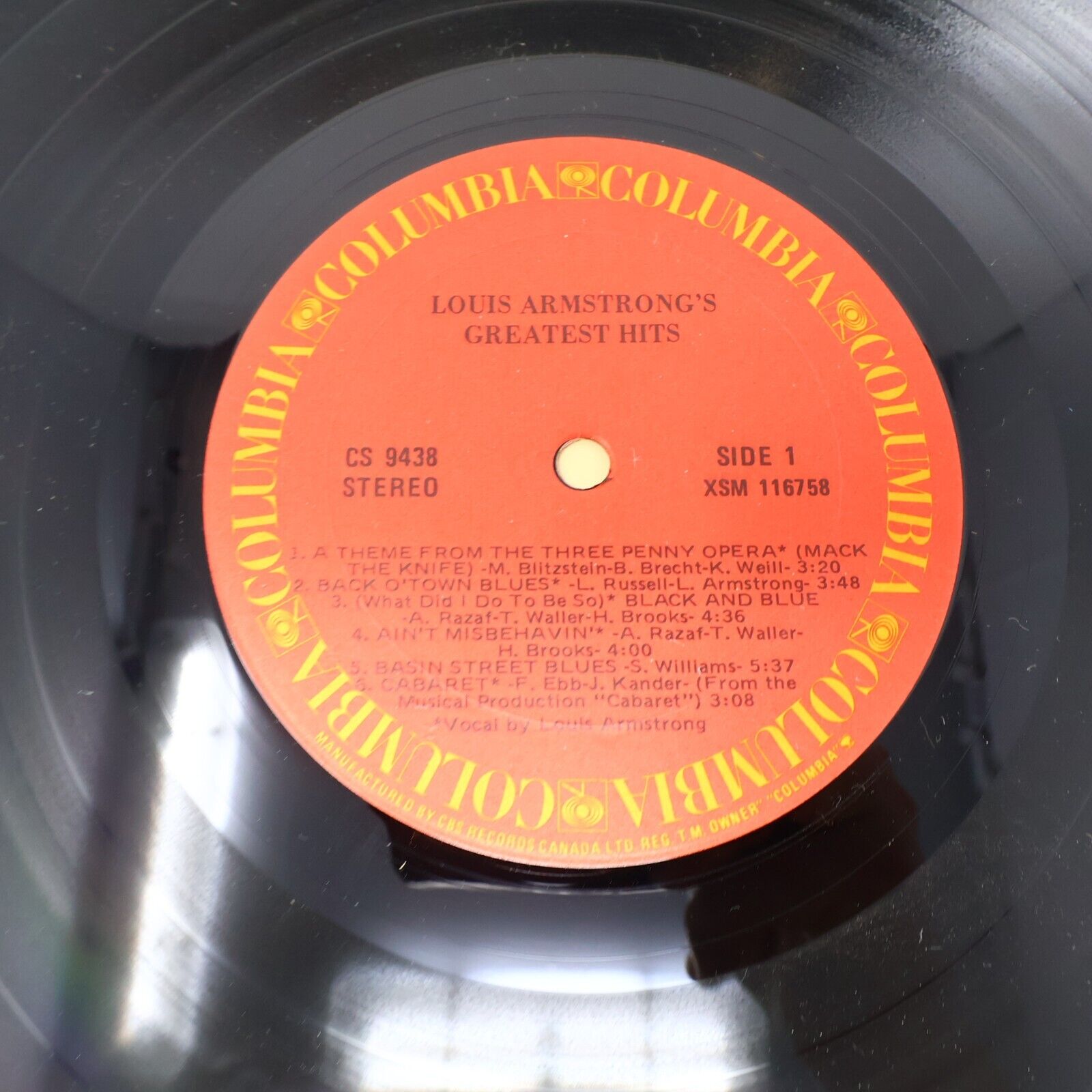 Louis Armstrong's Greatest Hits LP Vinyl Record Columbia CS 9438 Canada Jazz EX