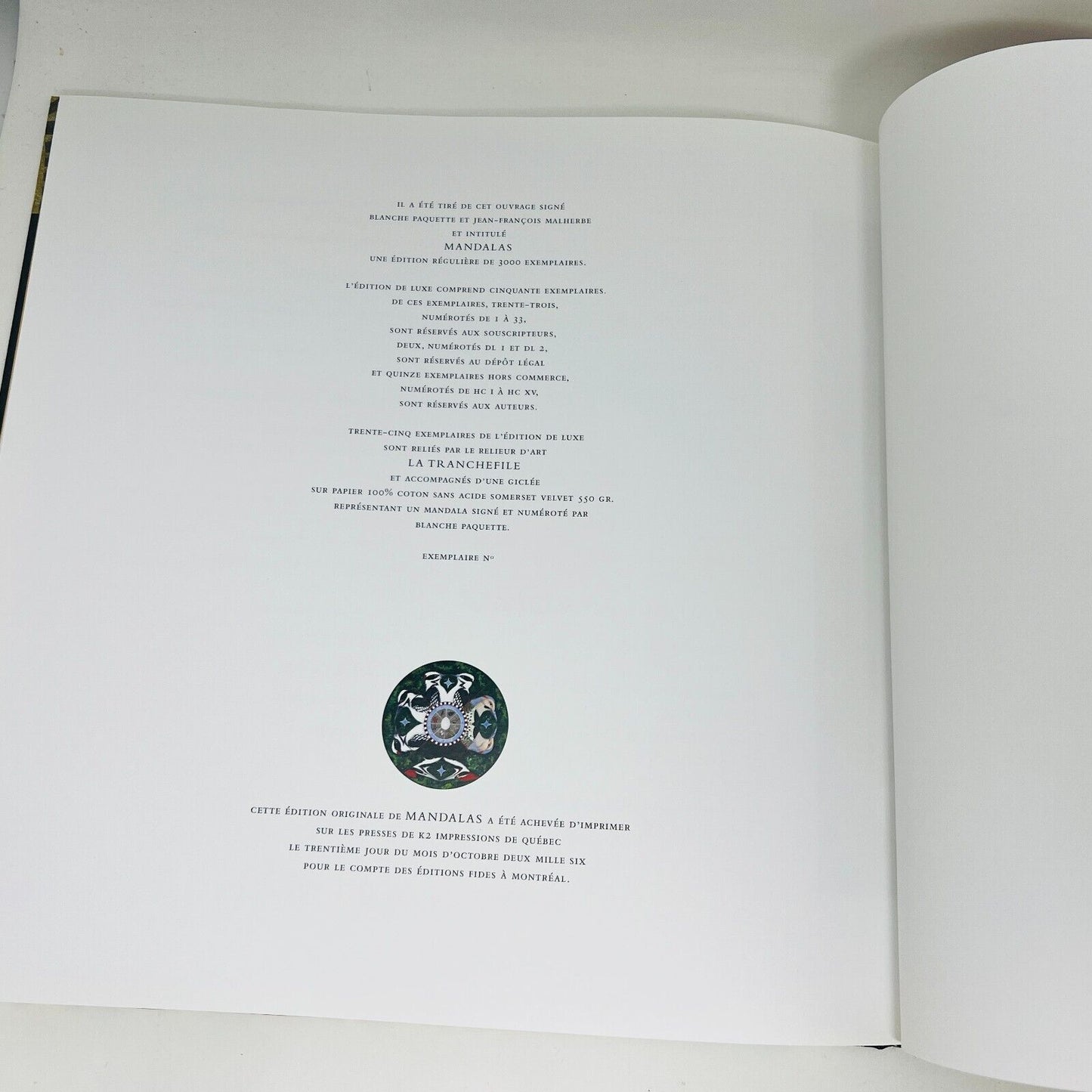 2006 Mandalas Oeuvre de Blanche Paquette Monographie d'Artiste Français Livre HC
