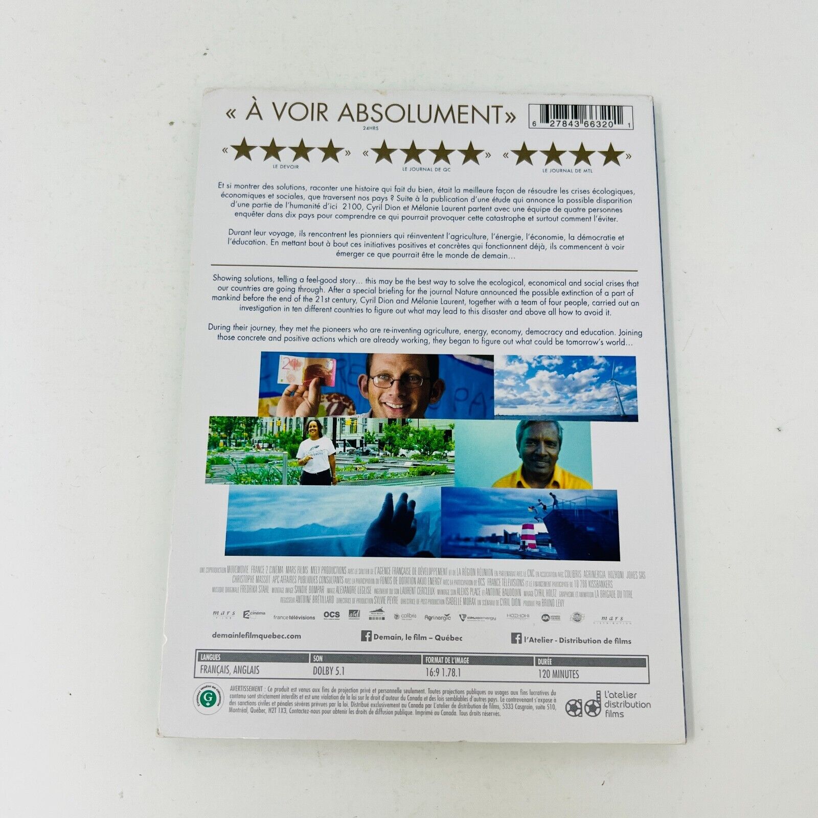 Demain (Tomorrow) DVD Film de Cyril Dion/Mélanie Laurent NTSC Testé Documentaire