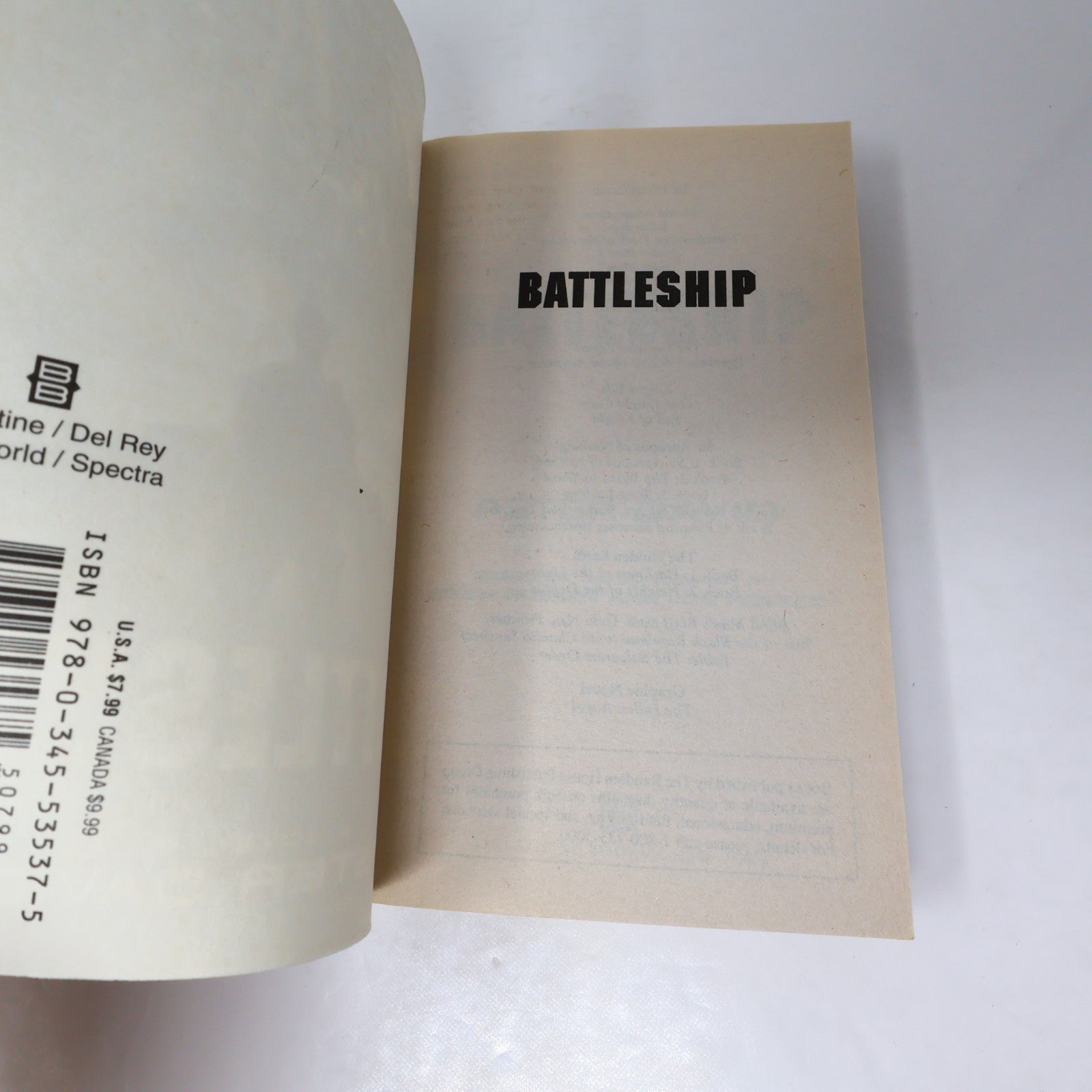 Battleship Peter David Del Rey 2012 PB Movie Tie-In Science-Fiction Action Book