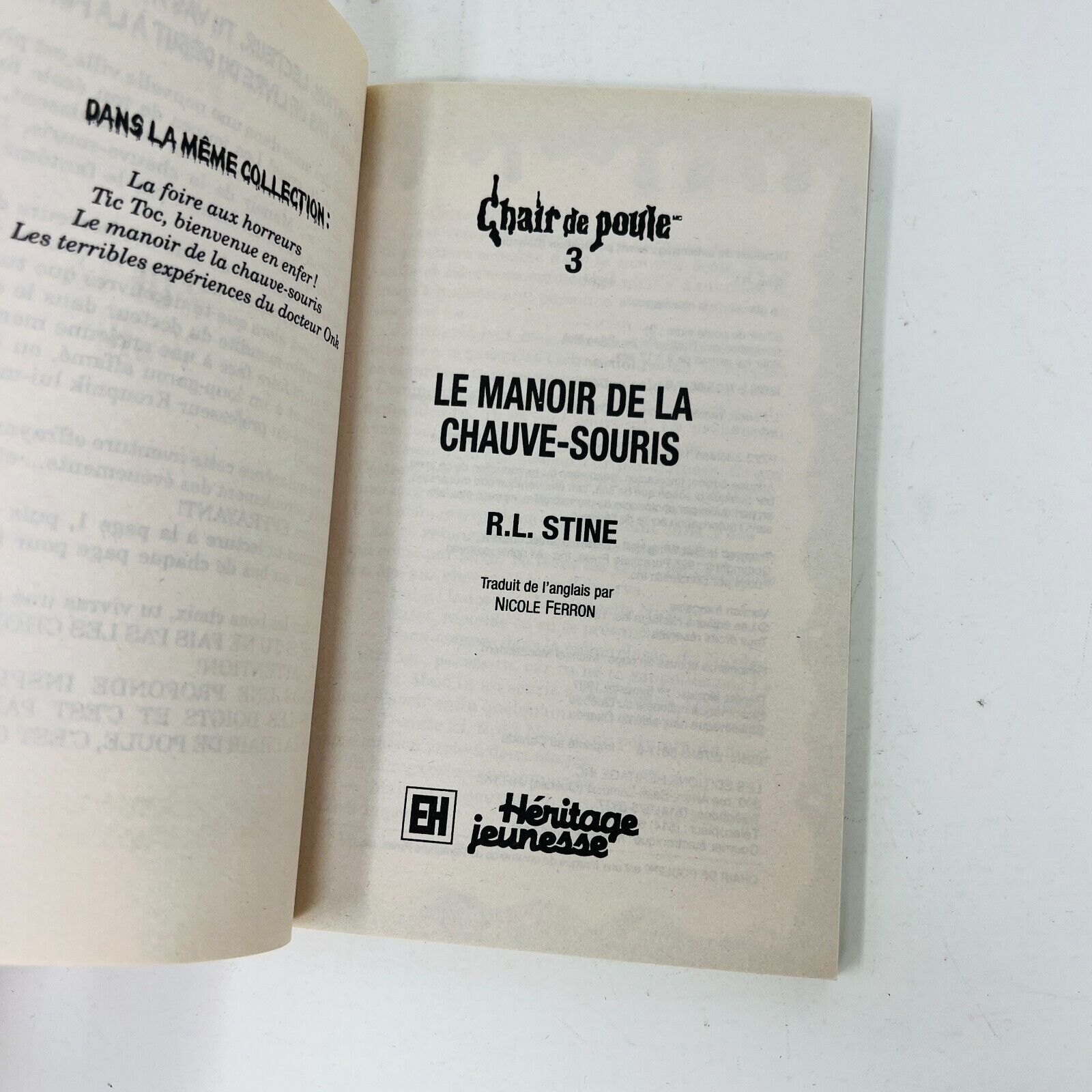 4x Chair de Poule Extra #2-3 6-7 de R.L. Stine EH Lot en Français/French Tic Toc