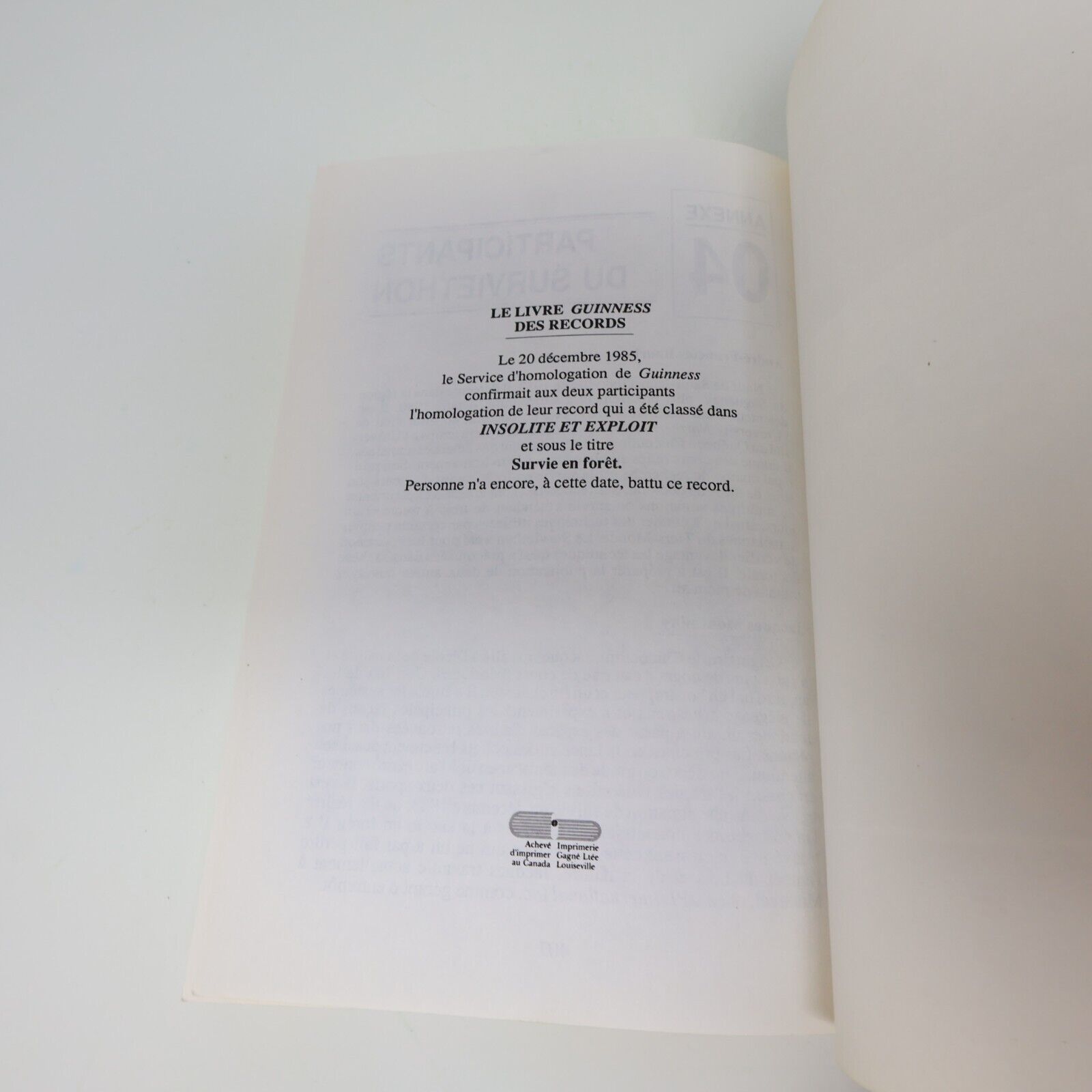 1988 Surviethon au Gré de la Nature André-François Bourbeau Jcl Survivalisme PB