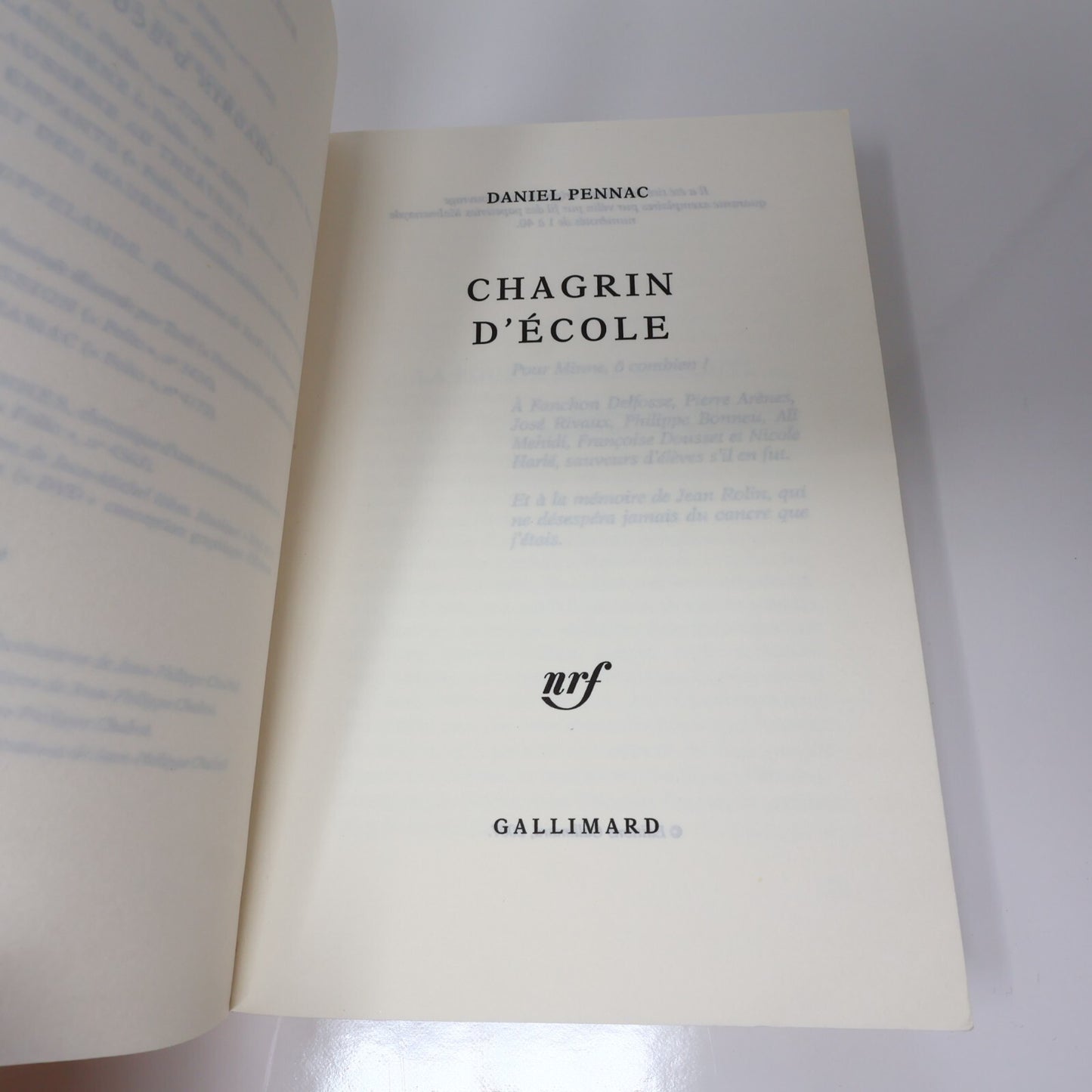 Daniel Pennac Lot 3 Livres Comme un Roman/Chagrin d'École/Au Bonheur des Ogres